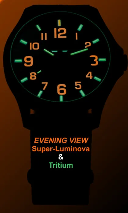 Traser P67 Officer Pro GunMetal Black Tritium Watch with Orange Accents, #107425