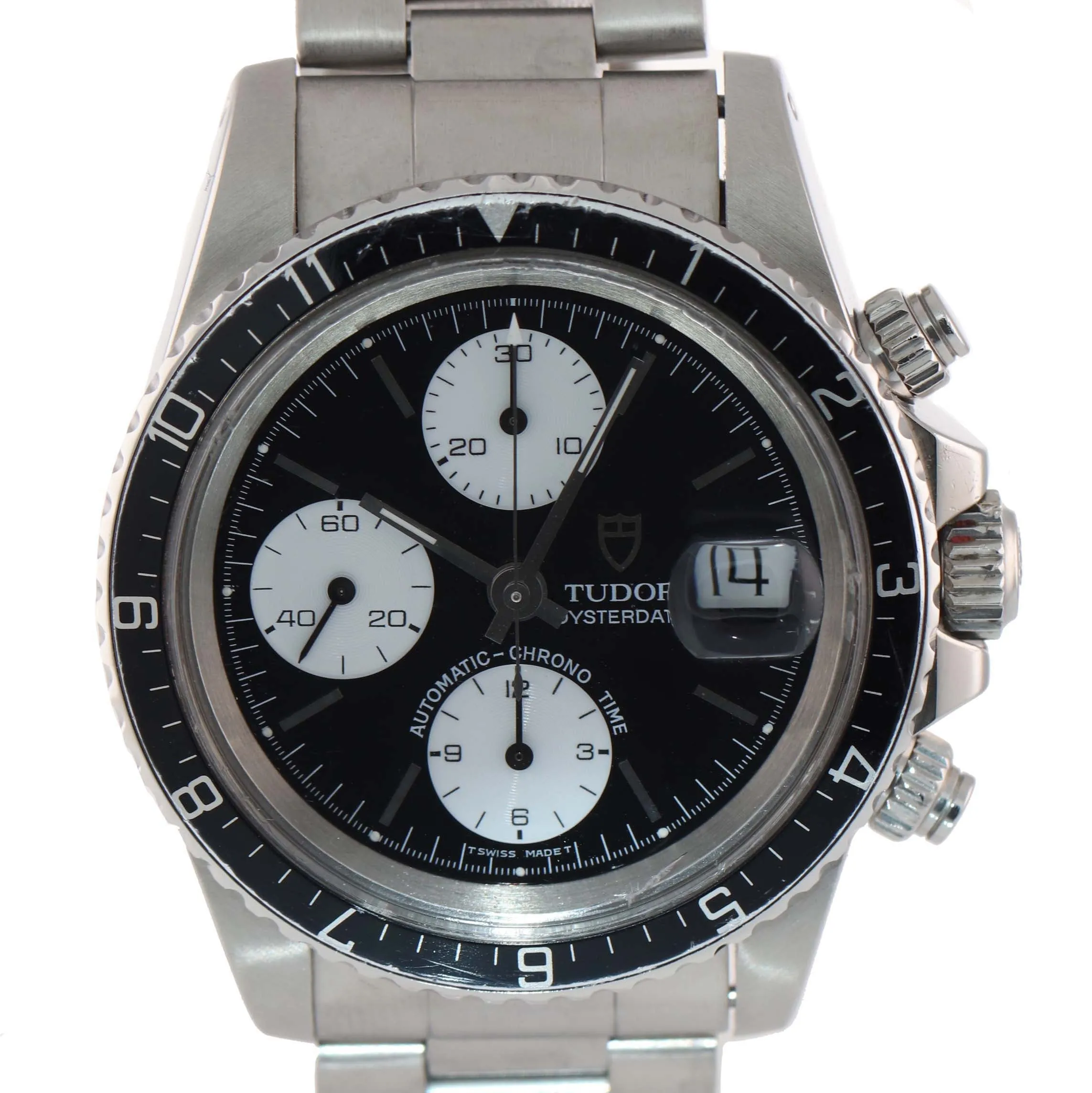 Tudor Oysterdate Big Block Chronograph Black Panda 40mm 79170 Steel Date Watch
