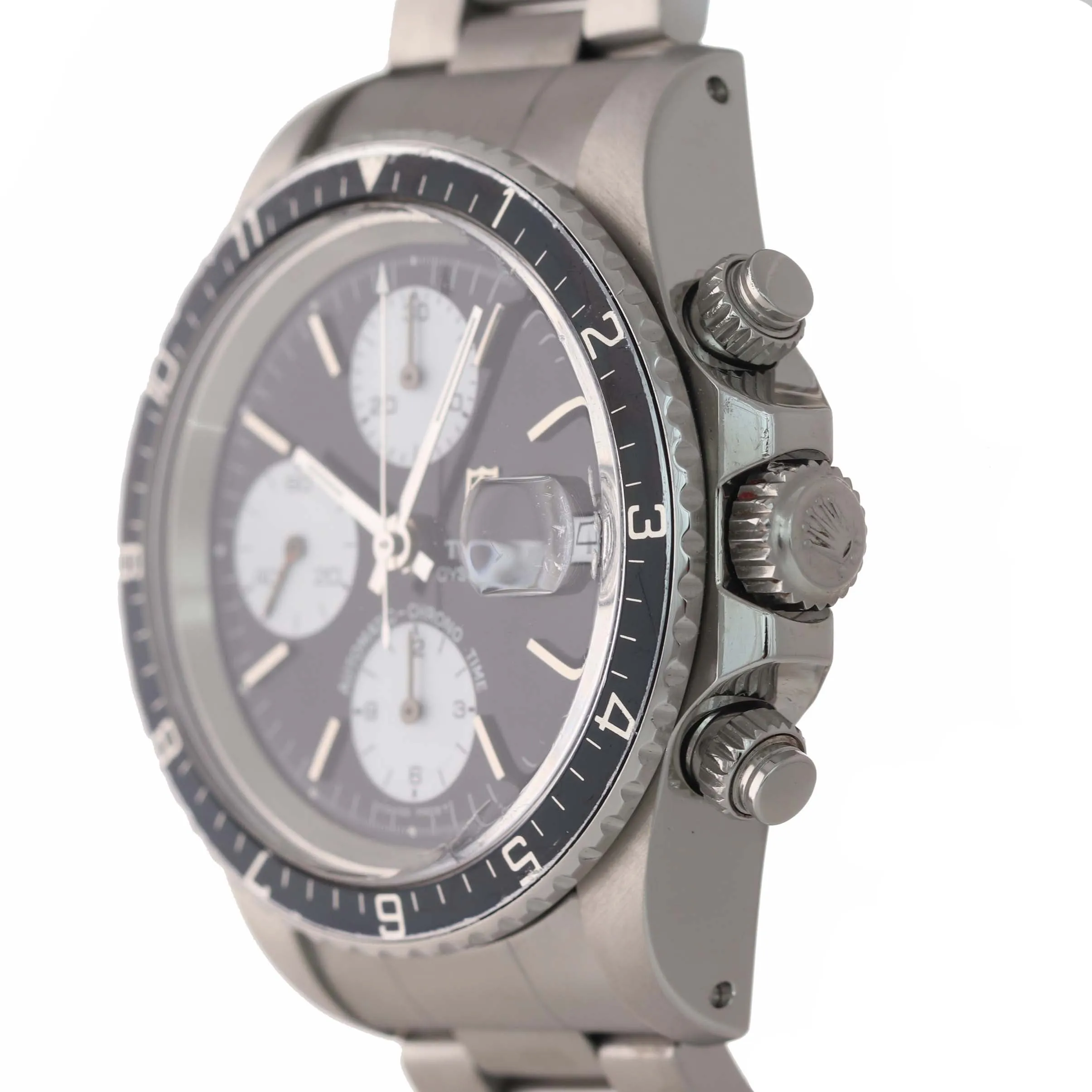 Tudor Oysterdate Big Block Chronograph Black Panda 40mm 79170 Steel Date Watch