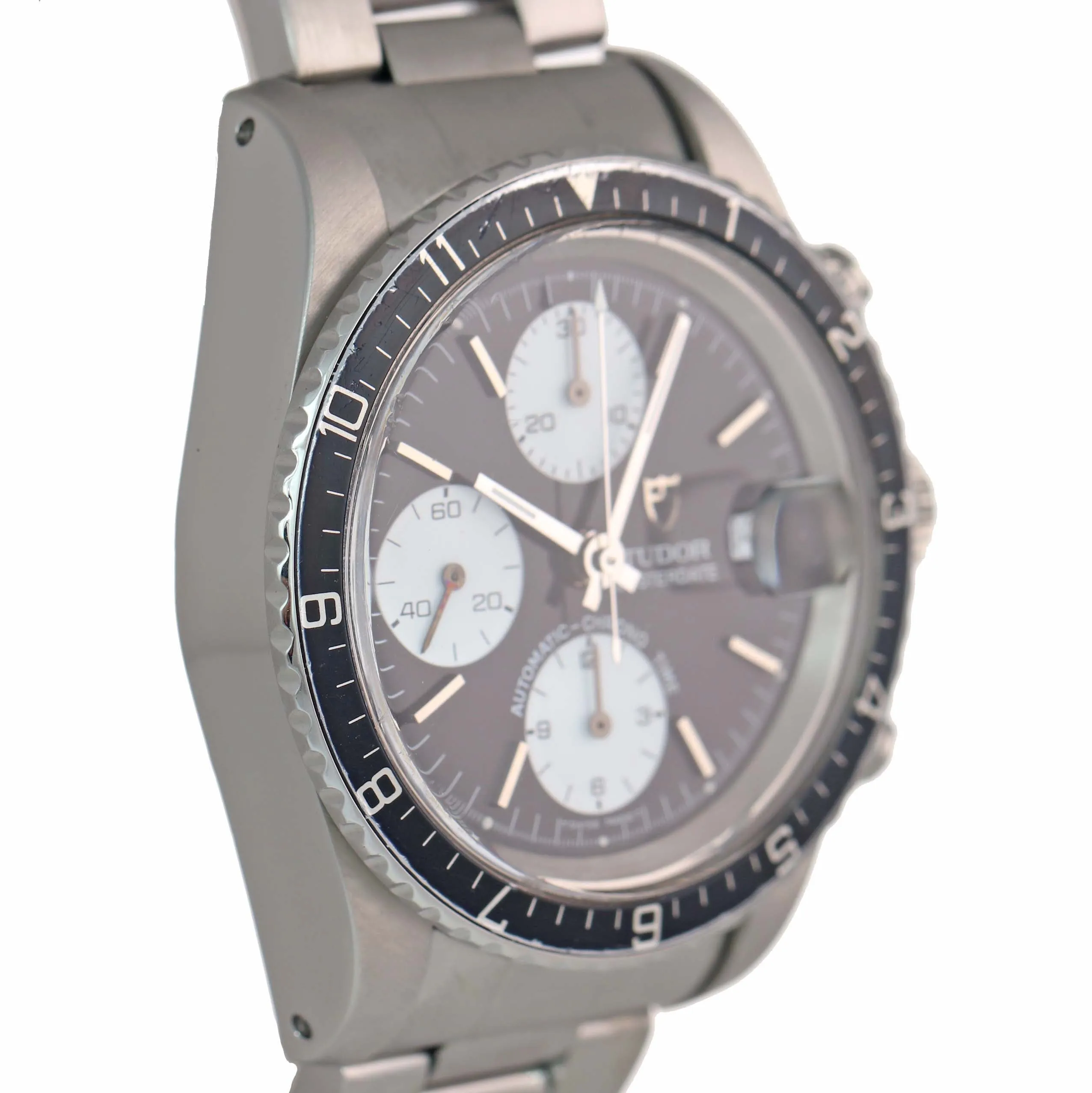 Tudor Oysterdate Big Block Chronograph Black Panda 40mm 79170 Steel Date Watch
