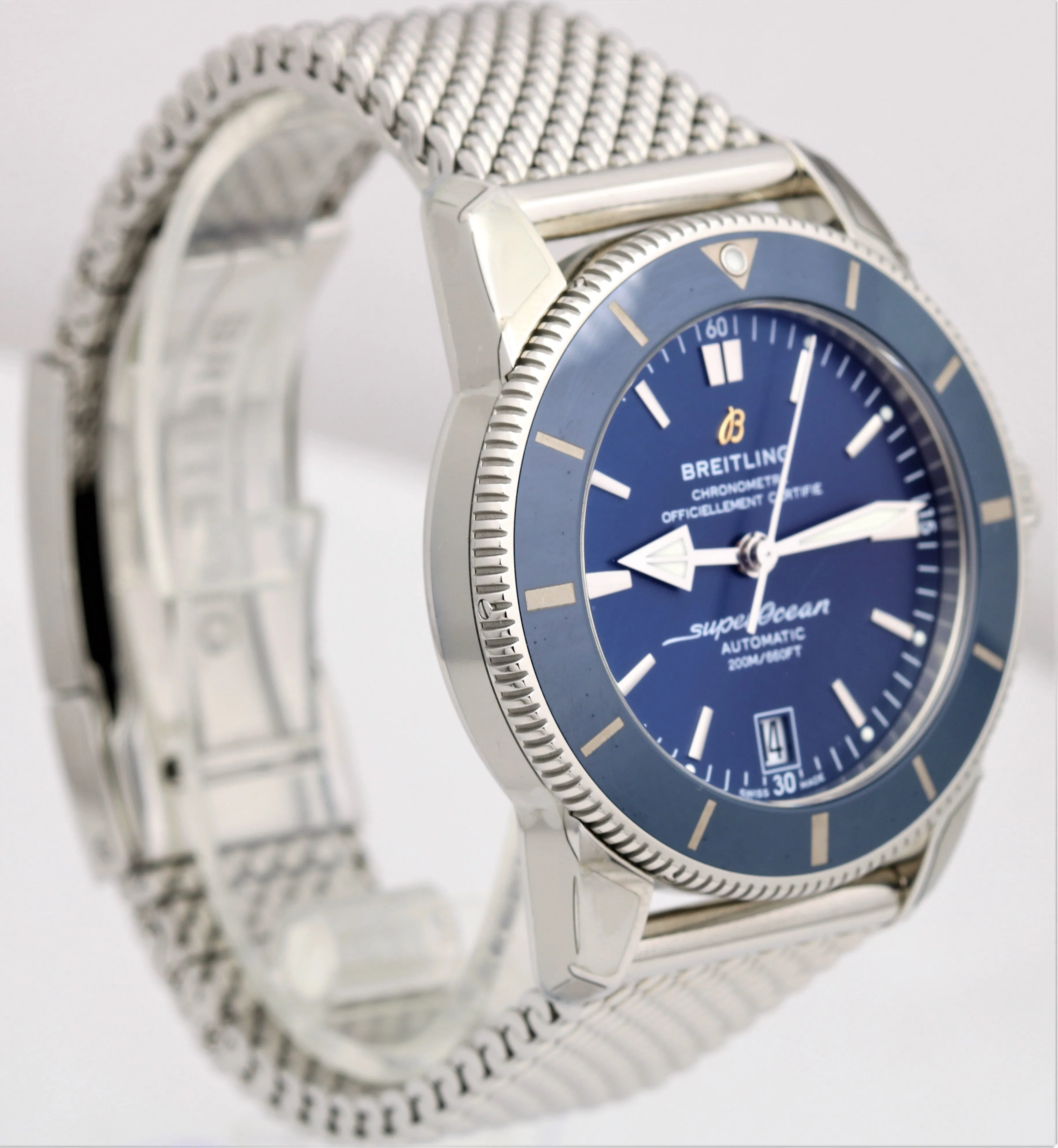 UNPOLISHED 2021 Breitling SuperOcean Heritage II Blue Mesh 42mm AB2010 Watch