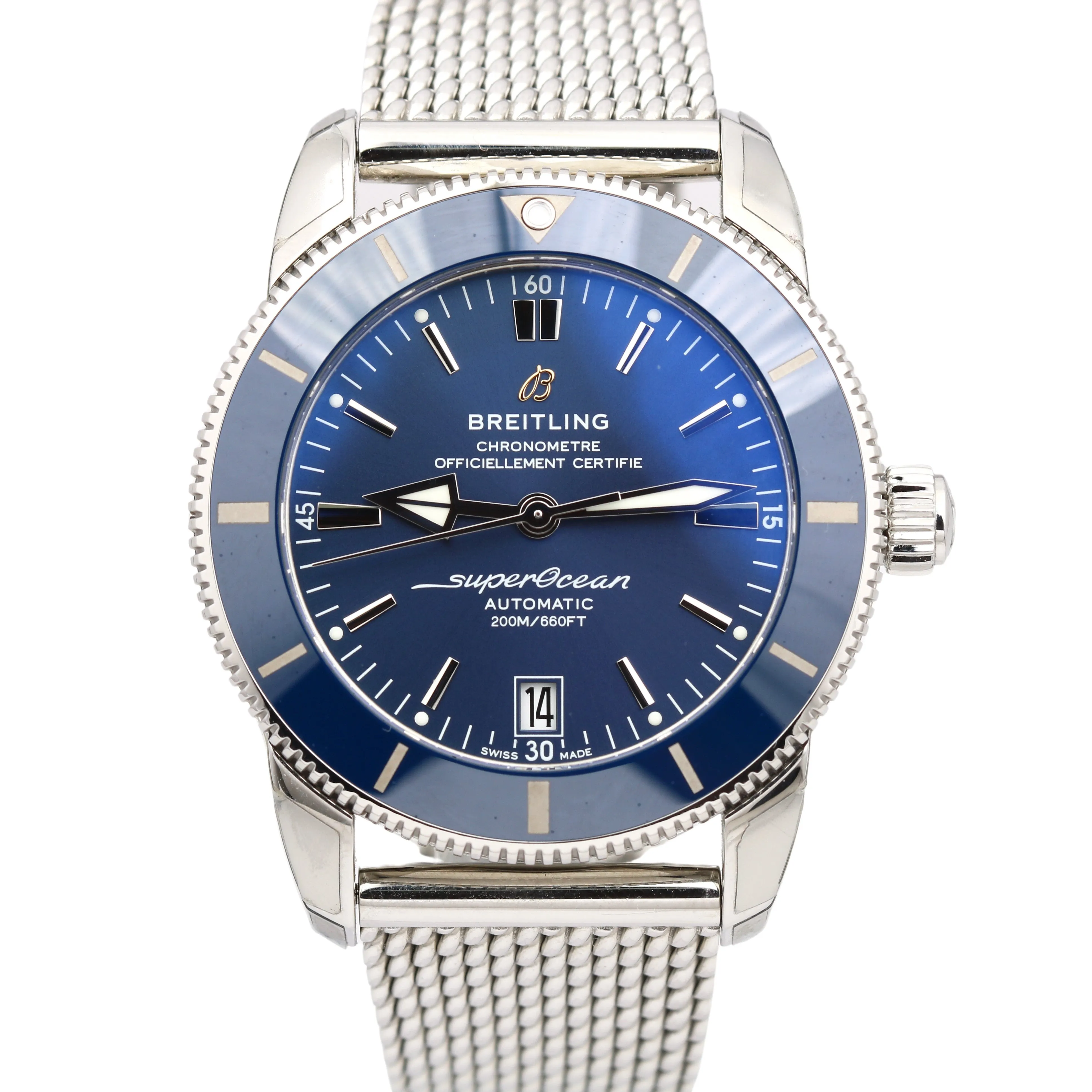 UNPOLISHED 2021 Breitling SuperOcean Heritage II Blue Mesh 42mm AB2010 Watch