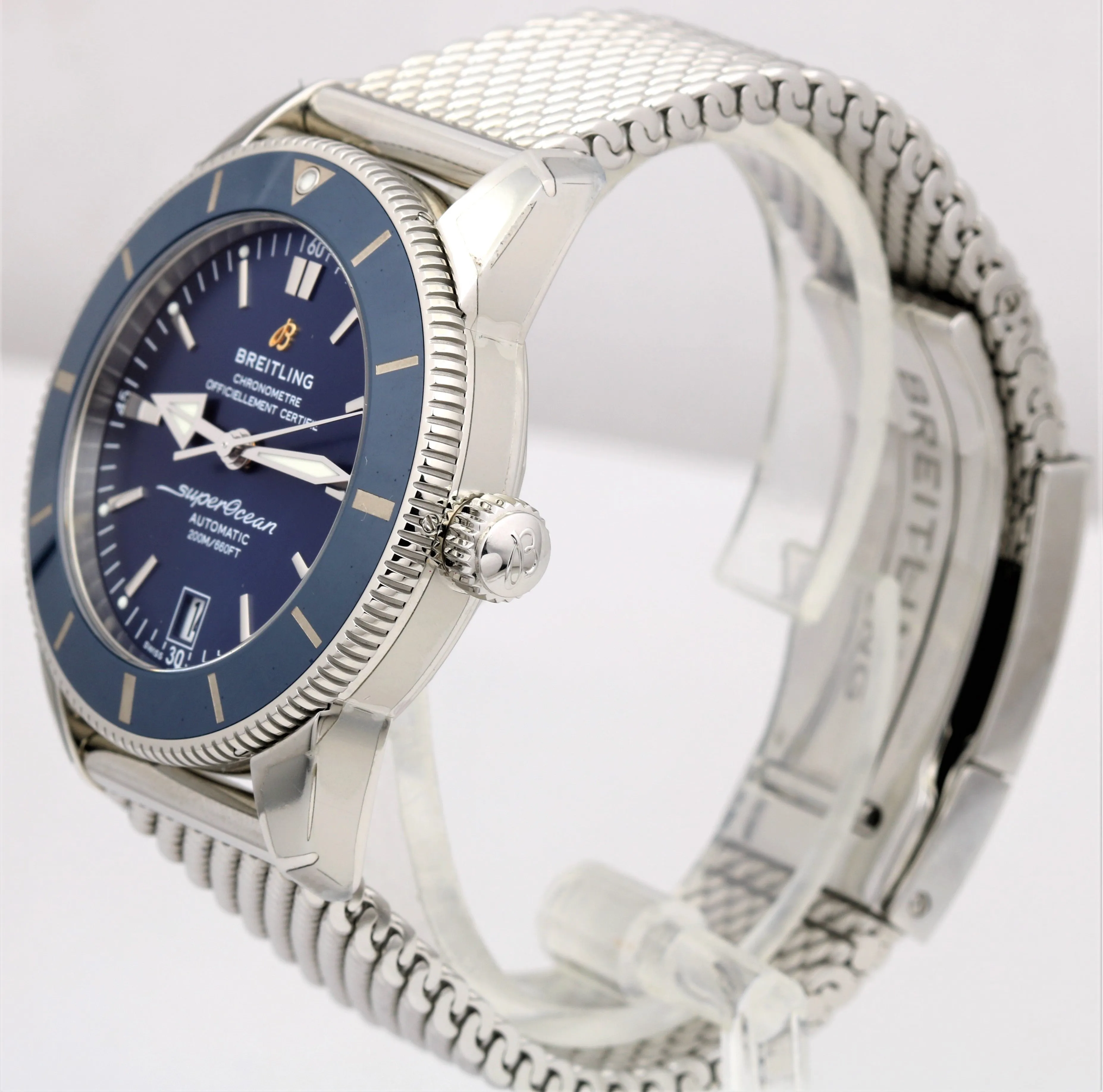 UNPOLISHED 2021 Breitling SuperOcean Heritage II Blue Mesh 42mm AB2010 Watch
