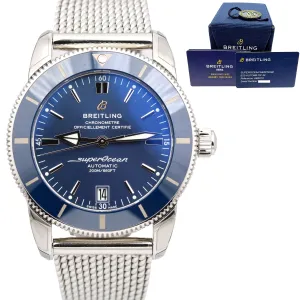 UNPOLISHED 2021 Breitling SuperOcean Heritage II Blue Mesh 42mm AB2010 Watch