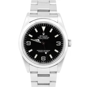 UNPOLISHED PAPERS Rolex Explorer I Black Swiss Only Steel 14270 36mm Watch B P