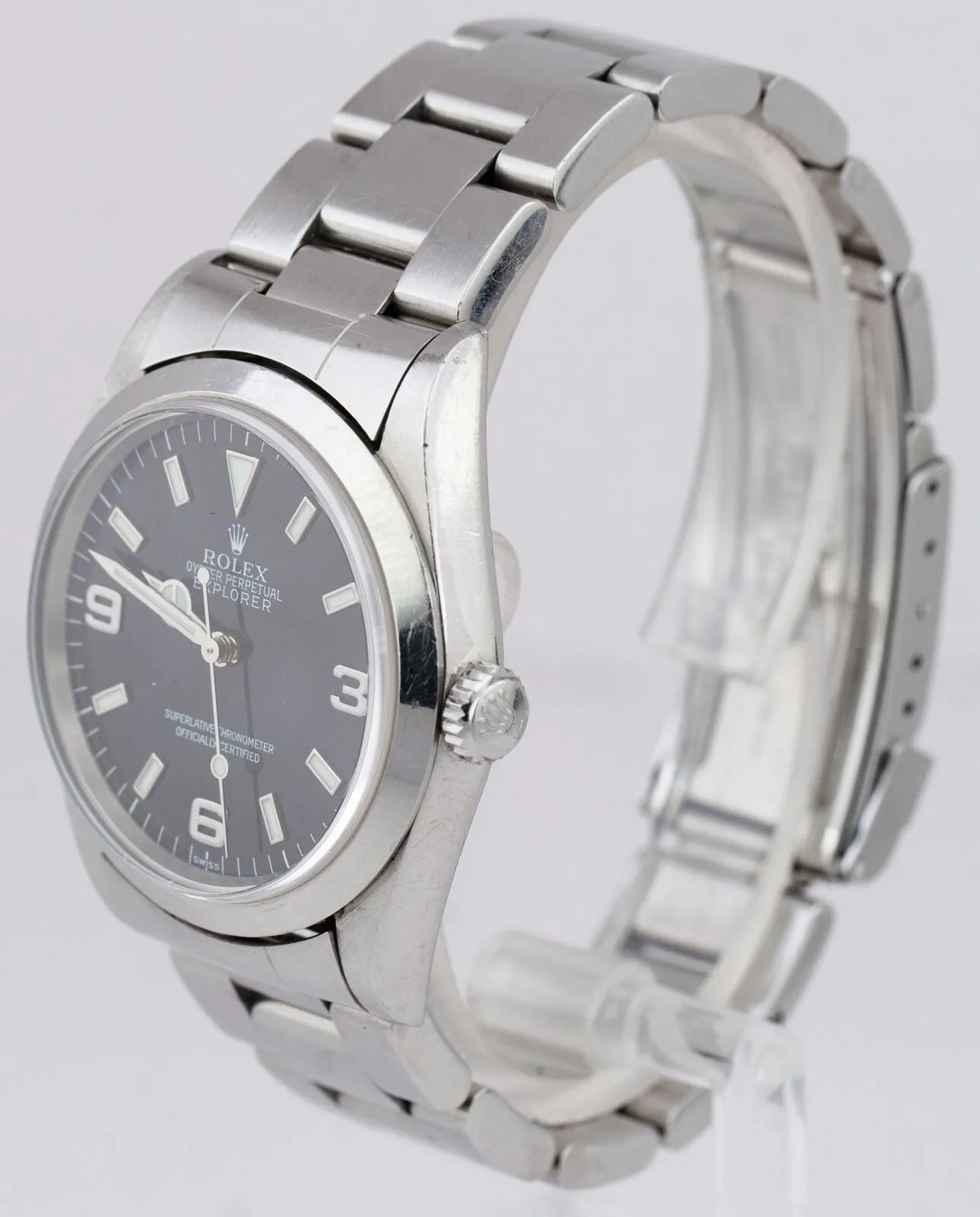 UNPOLISHED PAPERS Rolex Explorer I Black Swiss Only Steel 14270 36mm Watch B P