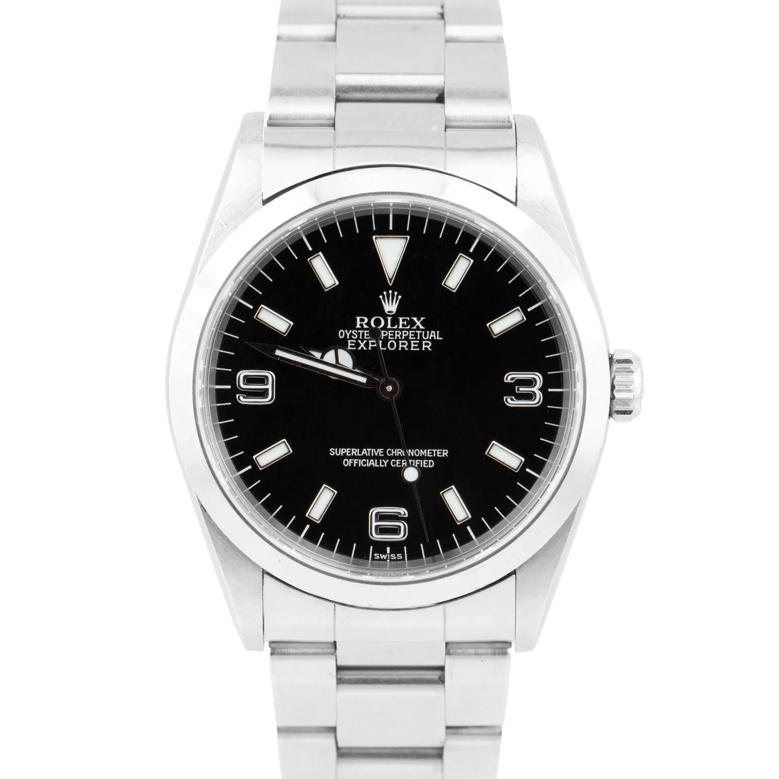 UNPOLISHED PAPERS Rolex Explorer I Black Swiss Only Steel 14270 36mm Watch B P