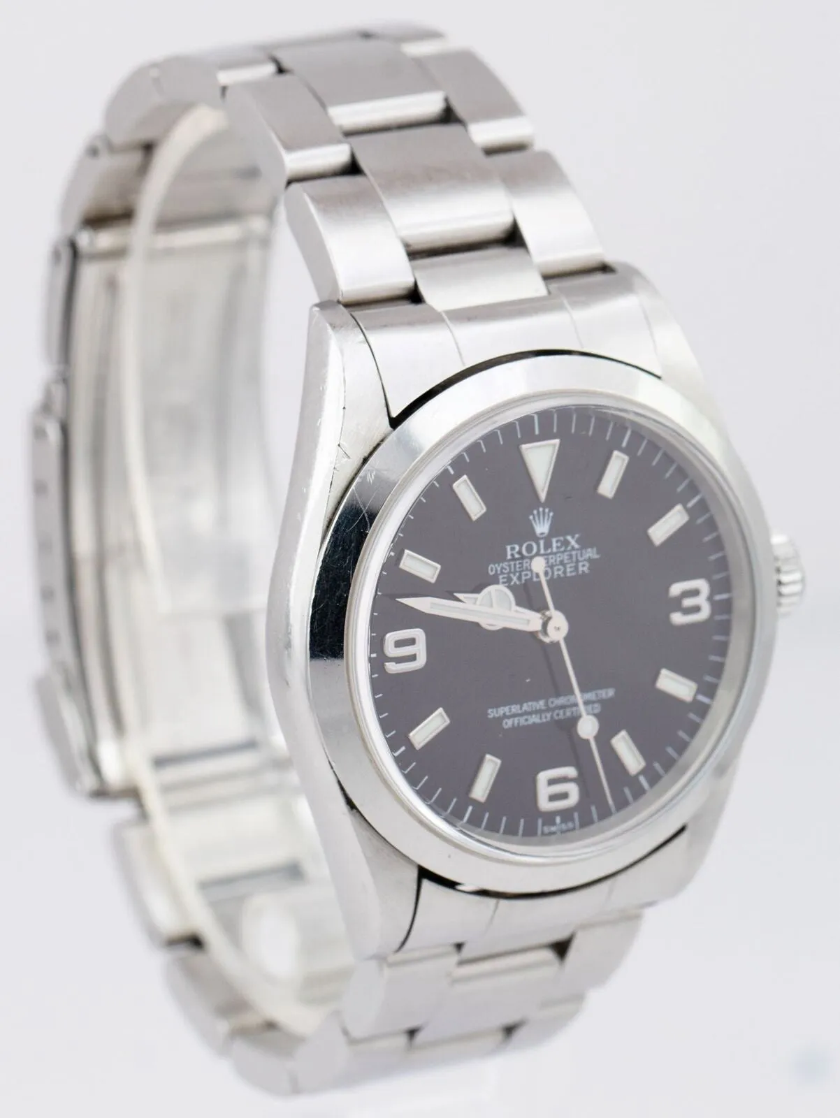 UNPOLISHED PAPERS Rolex Explorer I Black Swiss Only Steel 14270 36mm Watch B P