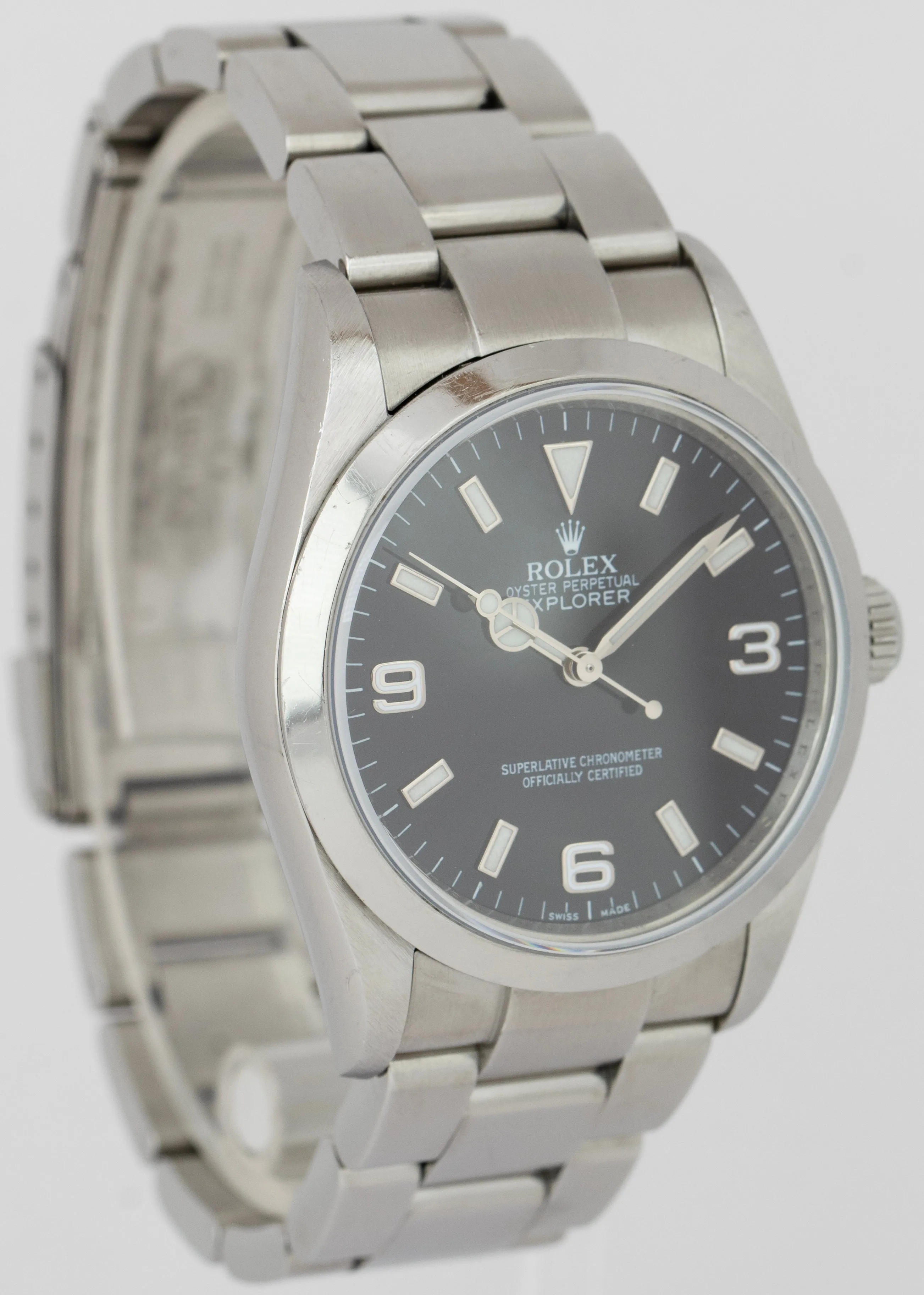 UNPOLISHED REHAUT Rolex Explorer I Black 36mm 3-6-9 Stainless Steel Watch 114270