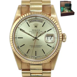 UNPOLISHED Rolex President 36mm Champagne Double Quick Gold Watch 18238 Patina