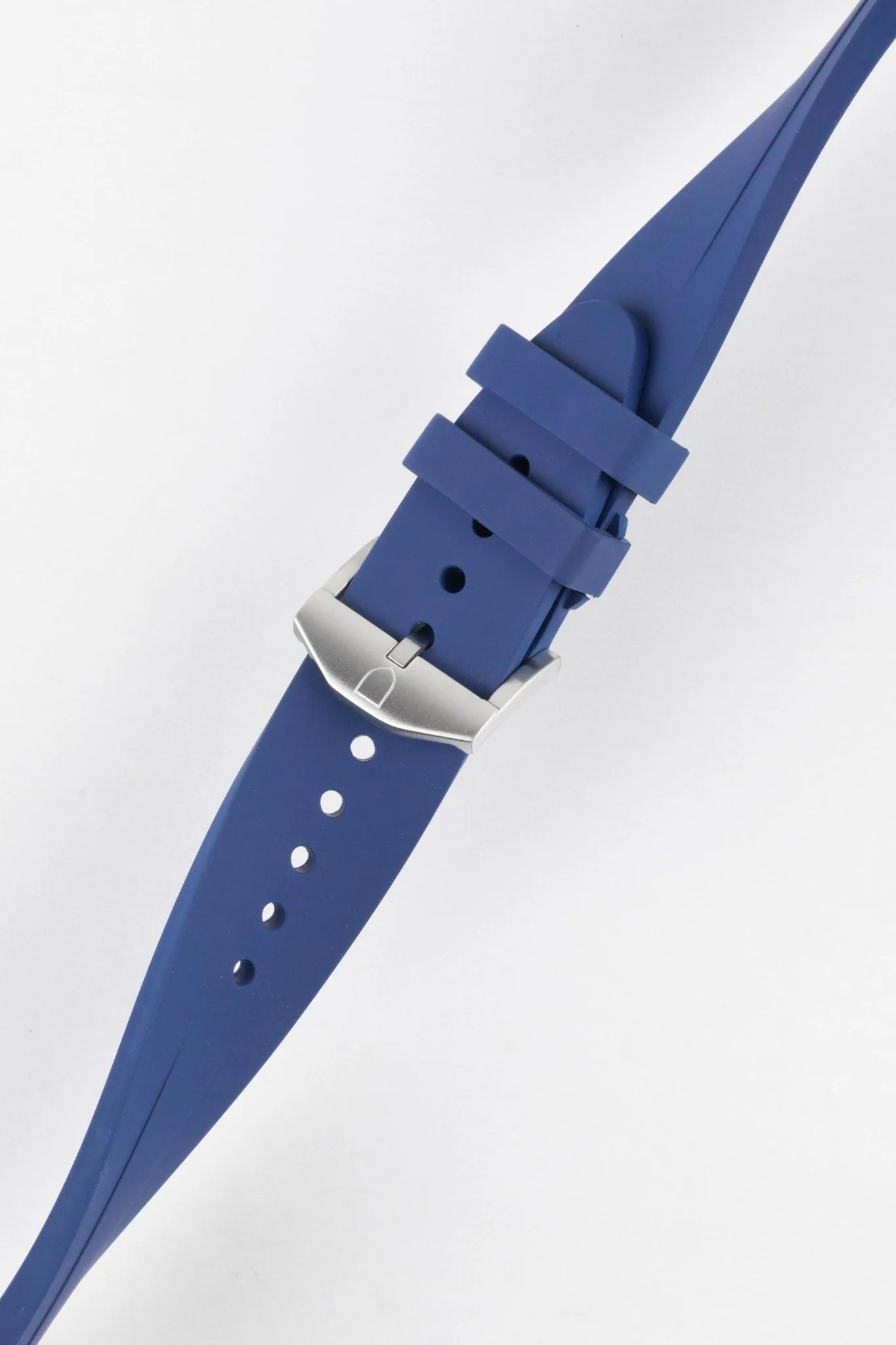 VANGUARD Curved-End Integrated Rubber Watch Strap for Rolex in BLUE