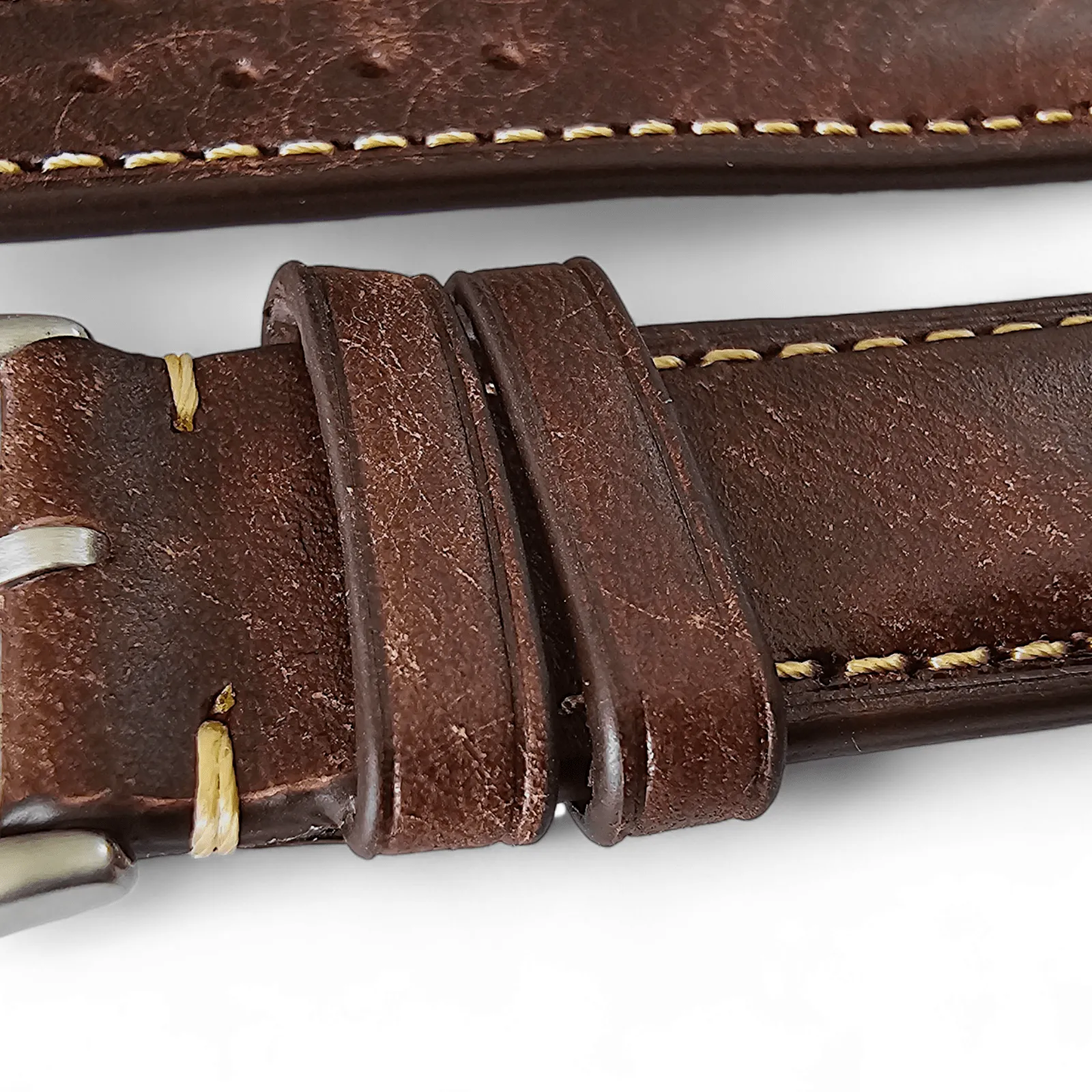 Vegetable Tanned Vintage Italian Leather Watch Strap 20mm 22mm Coffee Brown