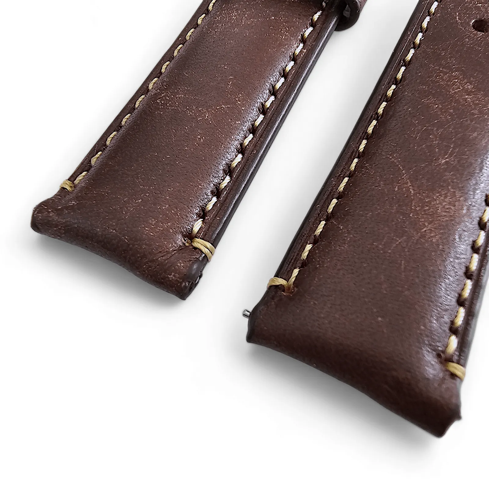 Vegetable Tanned Vintage Italian Leather Watch Strap 20mm 22mm Coffee Brown