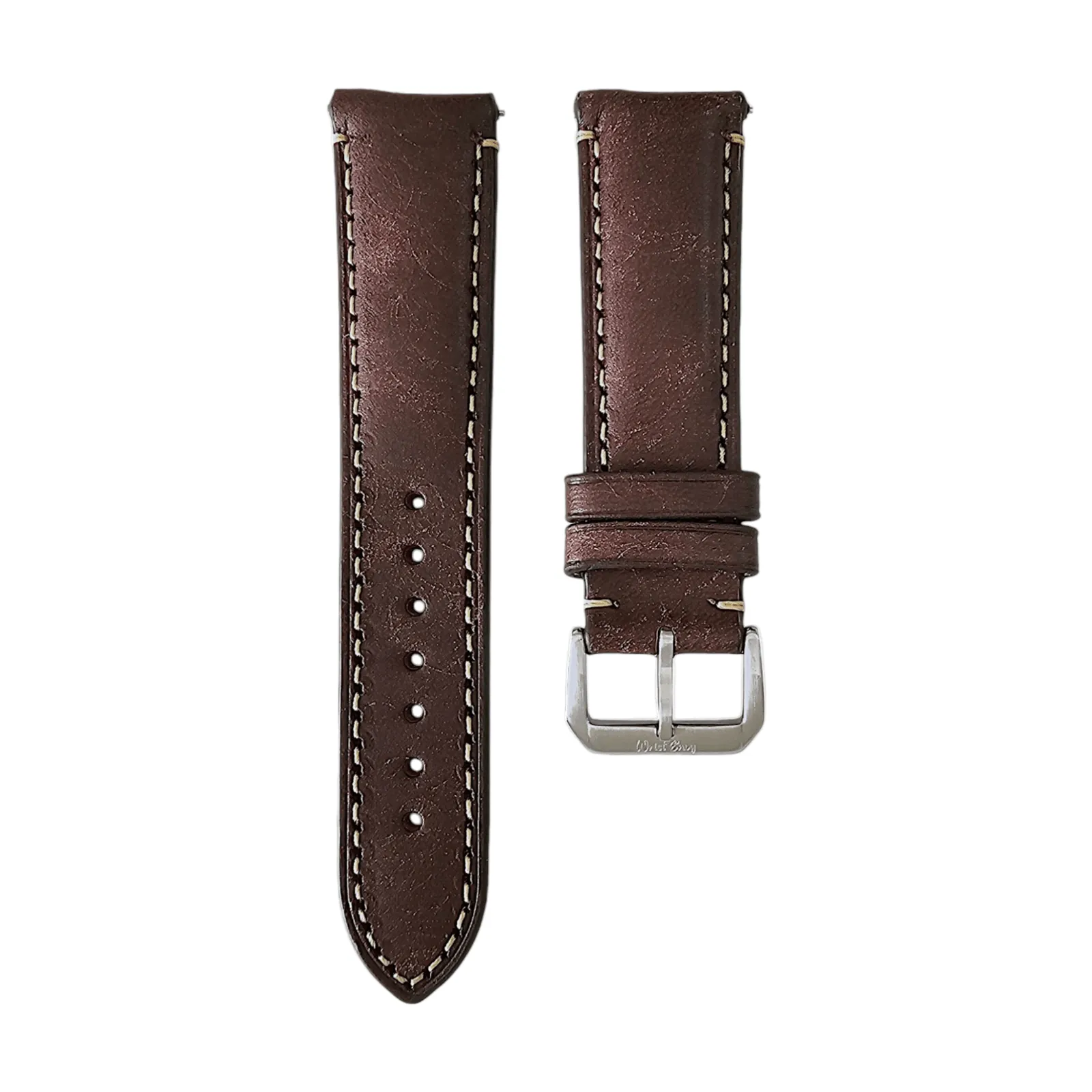 Vegetable Tanned Vintage Italian Leather Watch Strap 20mm 22mm Coffee Brown