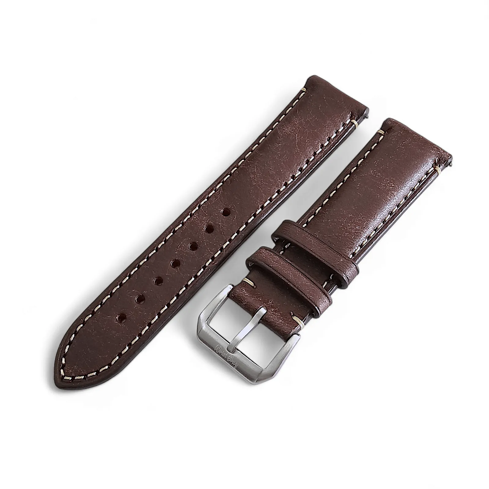 Vegetable Tanned Vintage Italian Leather Watch Strap 20mm 22mm Coffee Brown