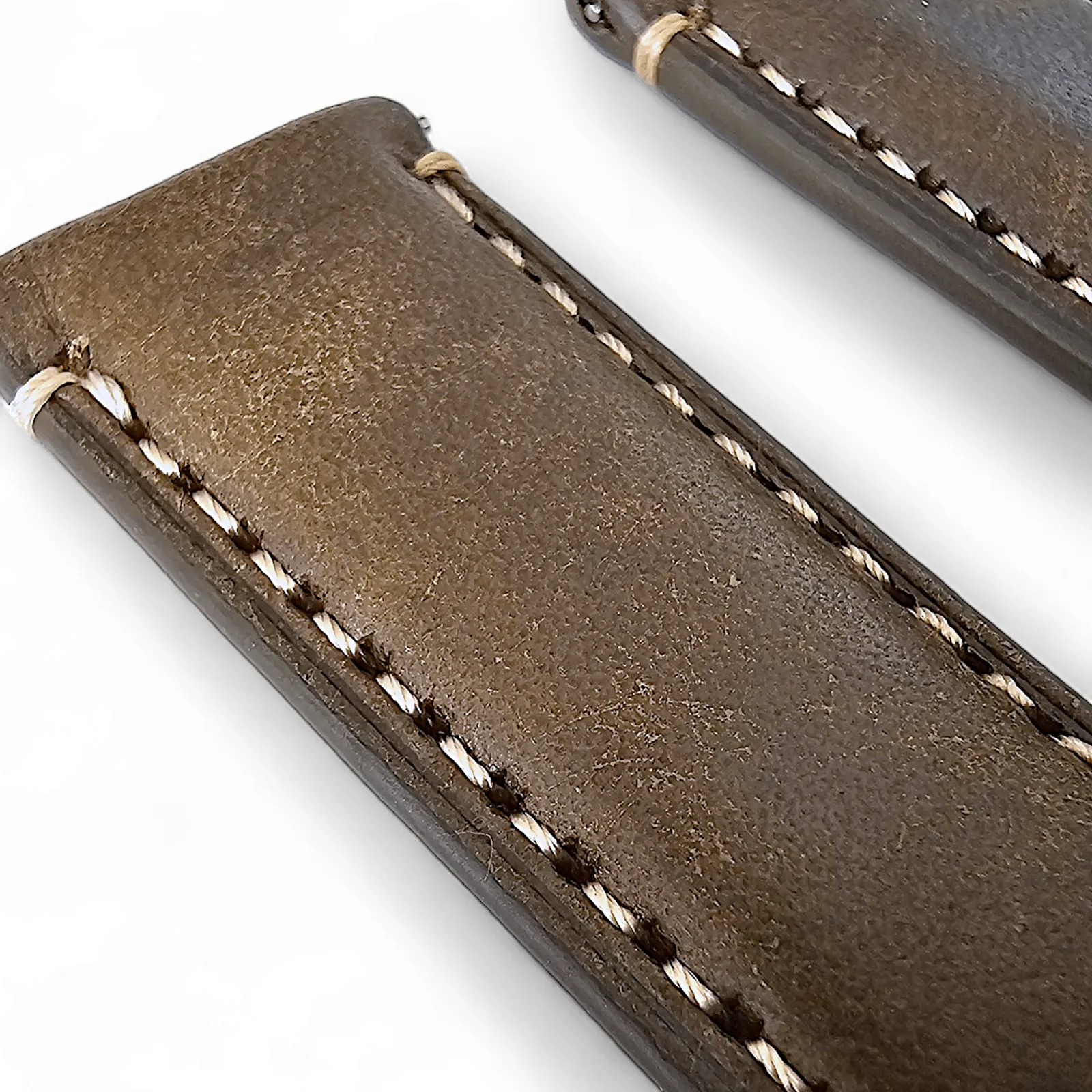 Vegetable Tanned Vintage Italian Leather Watch Strap 20mm 22mm Olive Green