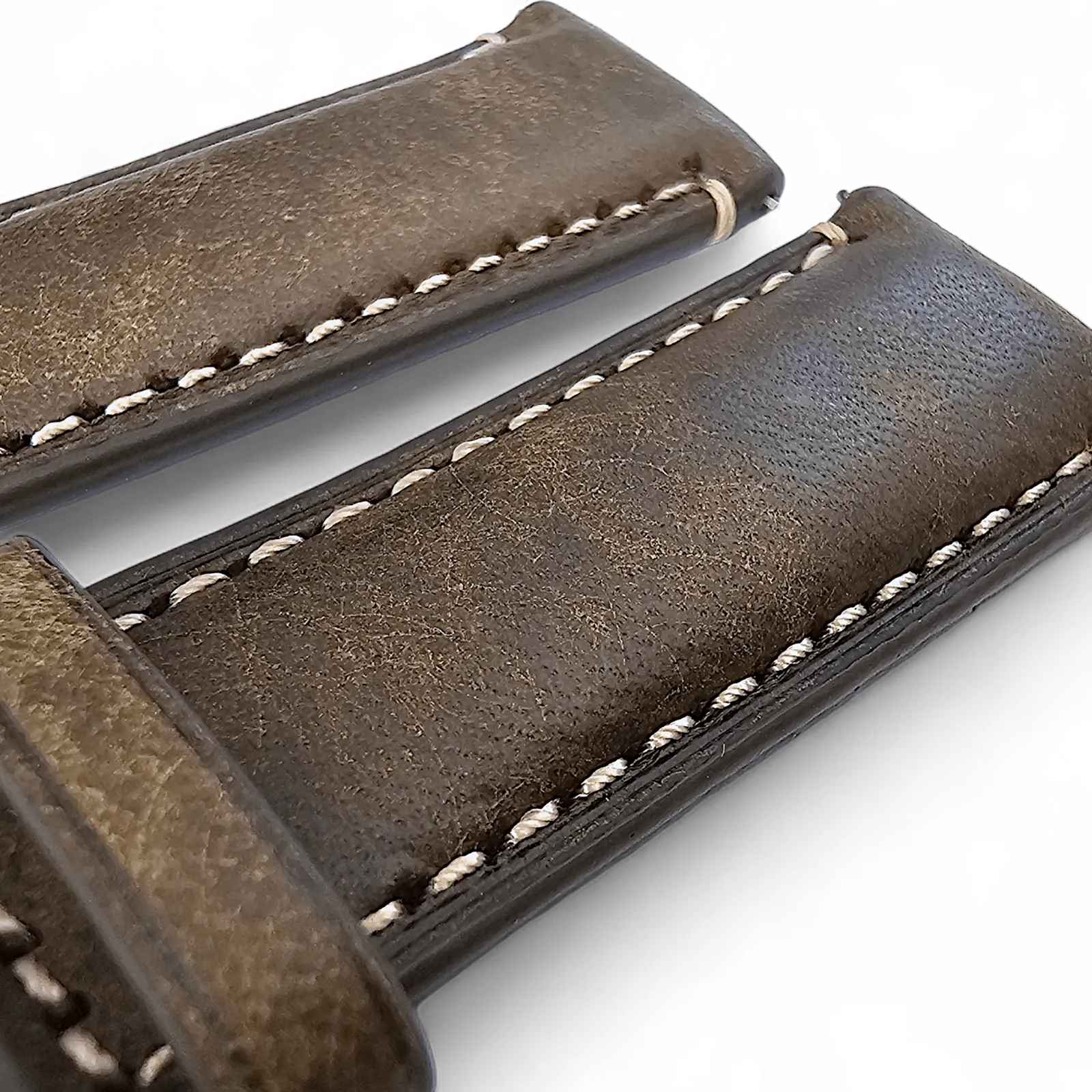 Vegetable Tanned Vintage Italian Leather Watch Strap 20mm 22mm Olive Green