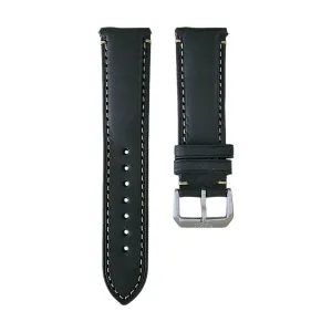 Vegetable Tanned Vintage Italian Leather Watch Strap 20mm 22mm Washed Black