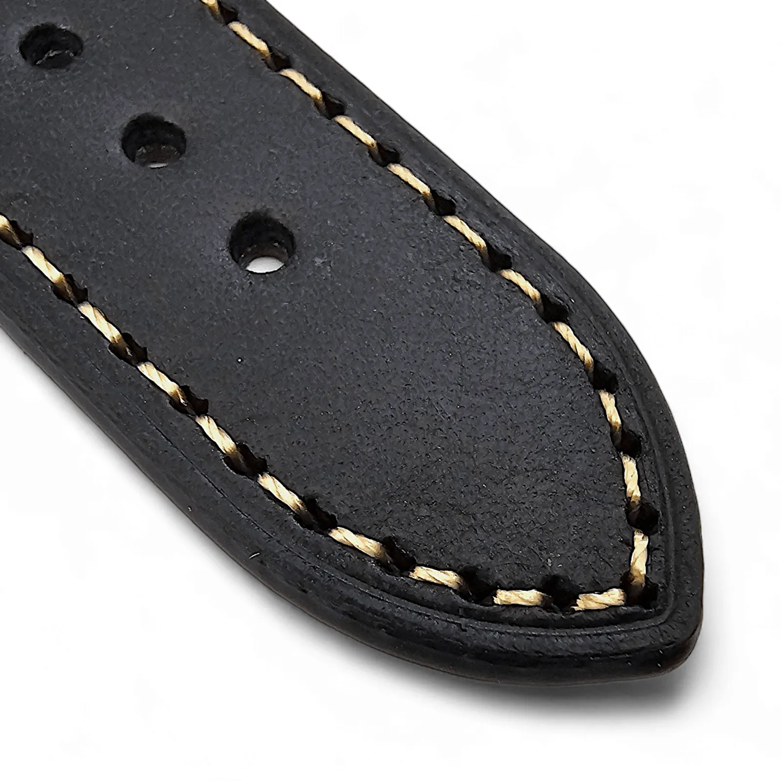 Vegetable Tanned Vintage Italian Leather Watch Strap 20mm 22mm Washed Black