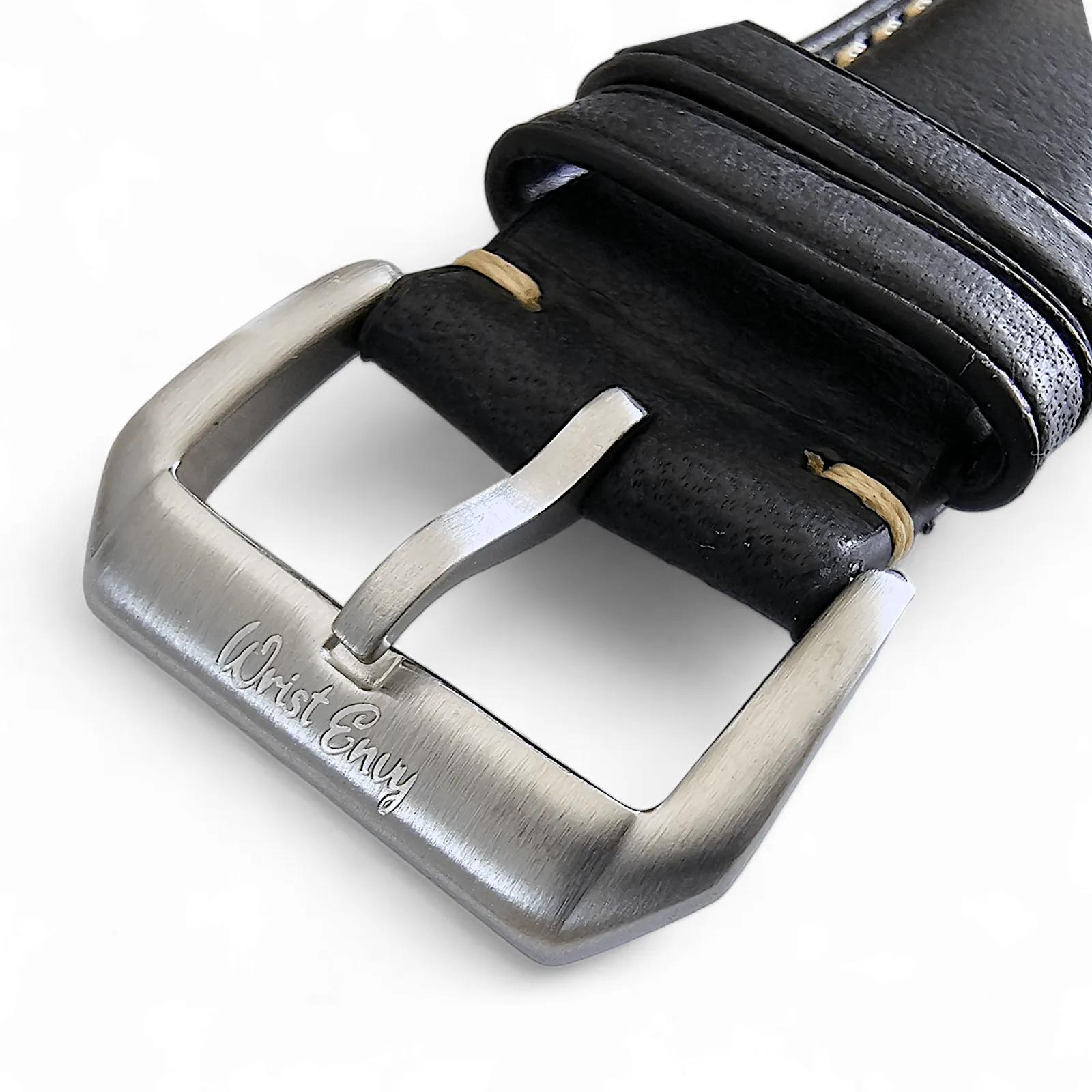 Vegetable Tanned Vintage Italian Leather Watch Strap 20mm 22mm Washed Black
