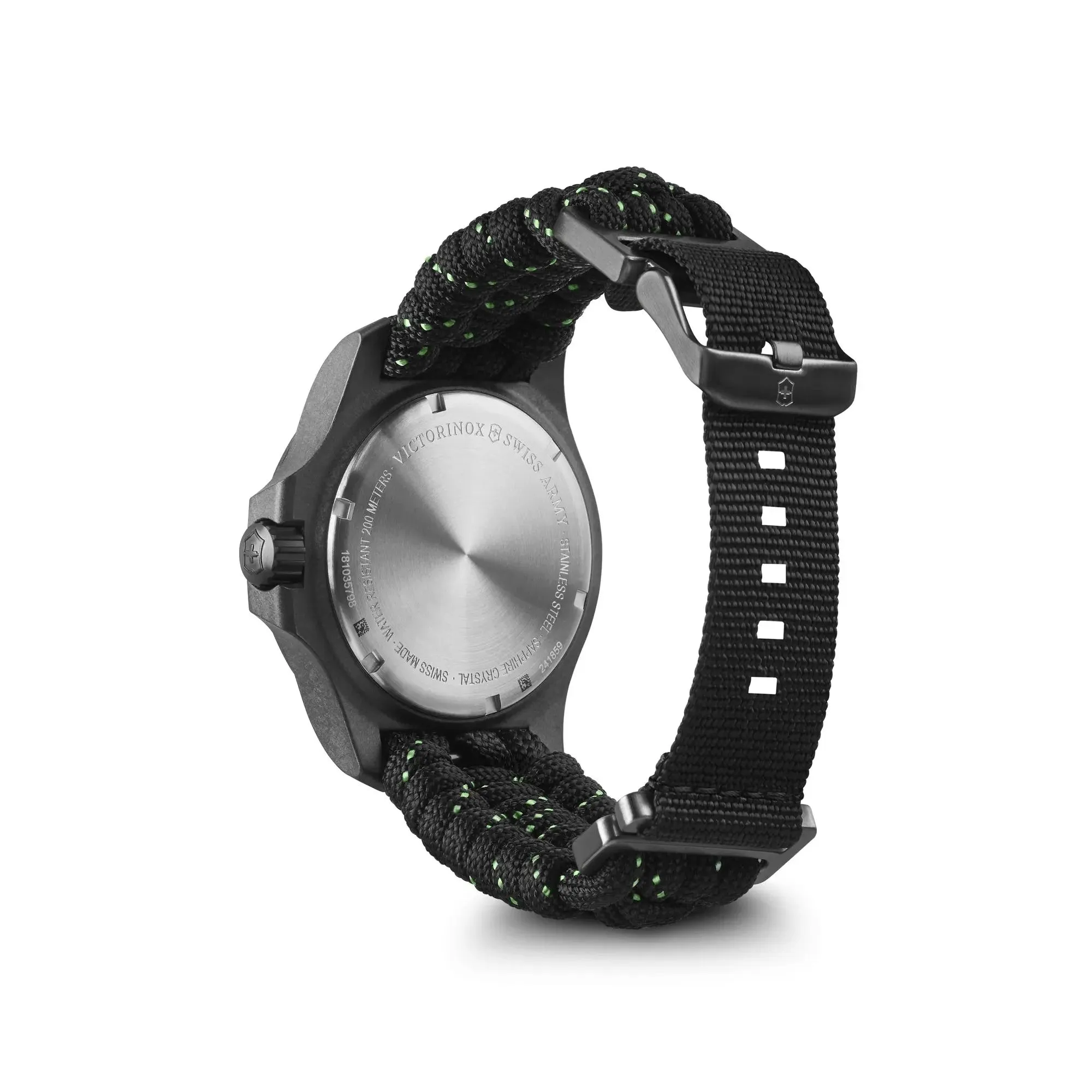 Victorinox I.N.O.X. Carbon 43 Black Dial Black Paracord Strap Men's Watch