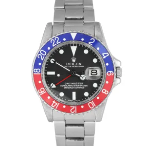 Vintage 1968 Rolex GMT-Master PEPSI Blue / Red Stainless RSC Dial Watch 1675