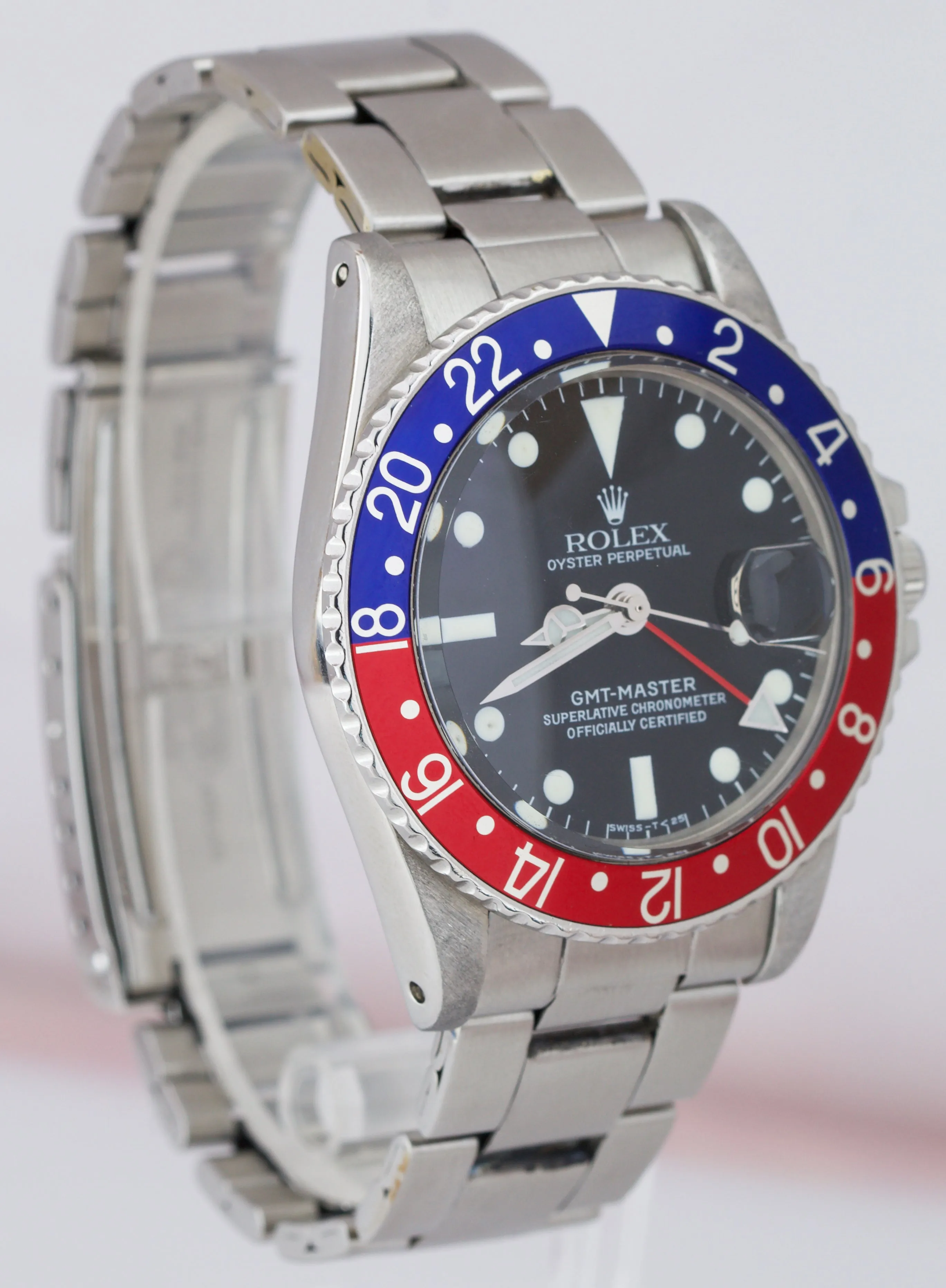 Vintage 1968 Rolex GMT-Master PEPSI Blue / Red Stainless RSC Dial Watch 1675