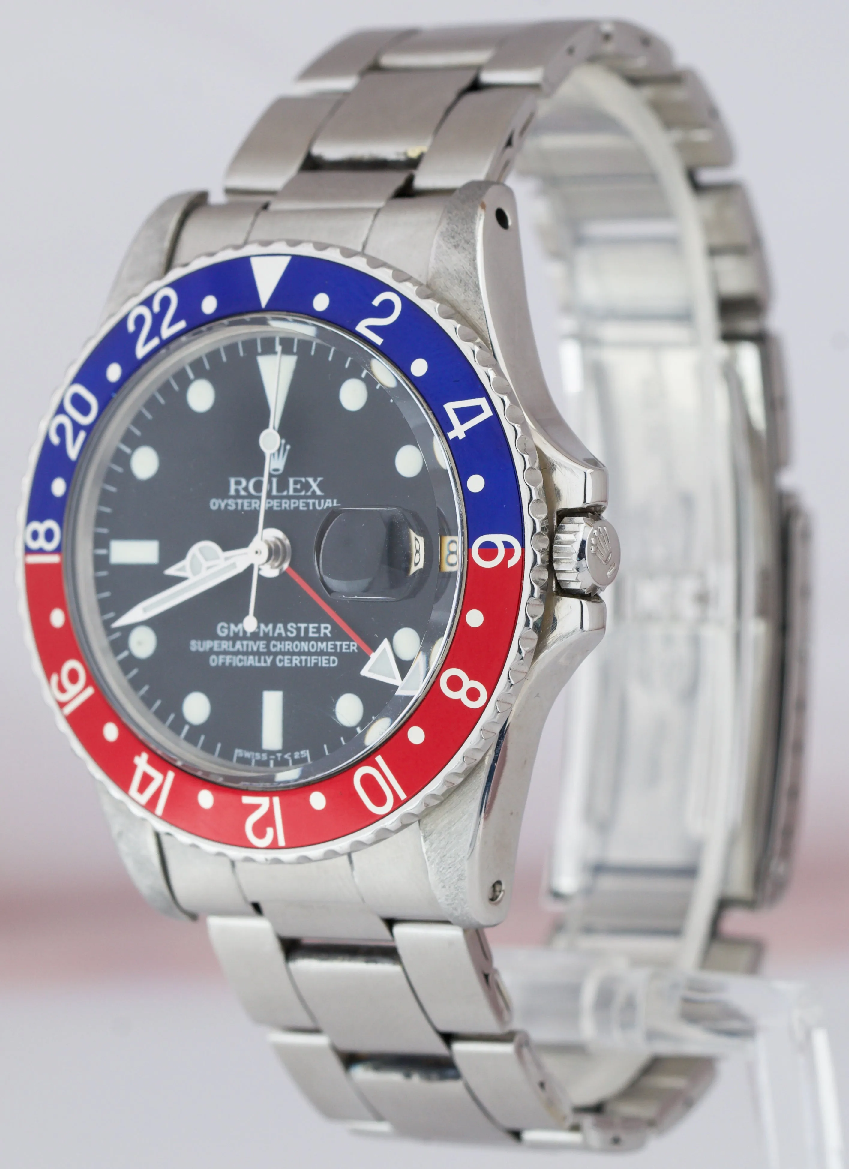 Vintage 1968 Rolex GMT-Master PEPSI Blue / Red Stainless RSC Dial Watch 1675