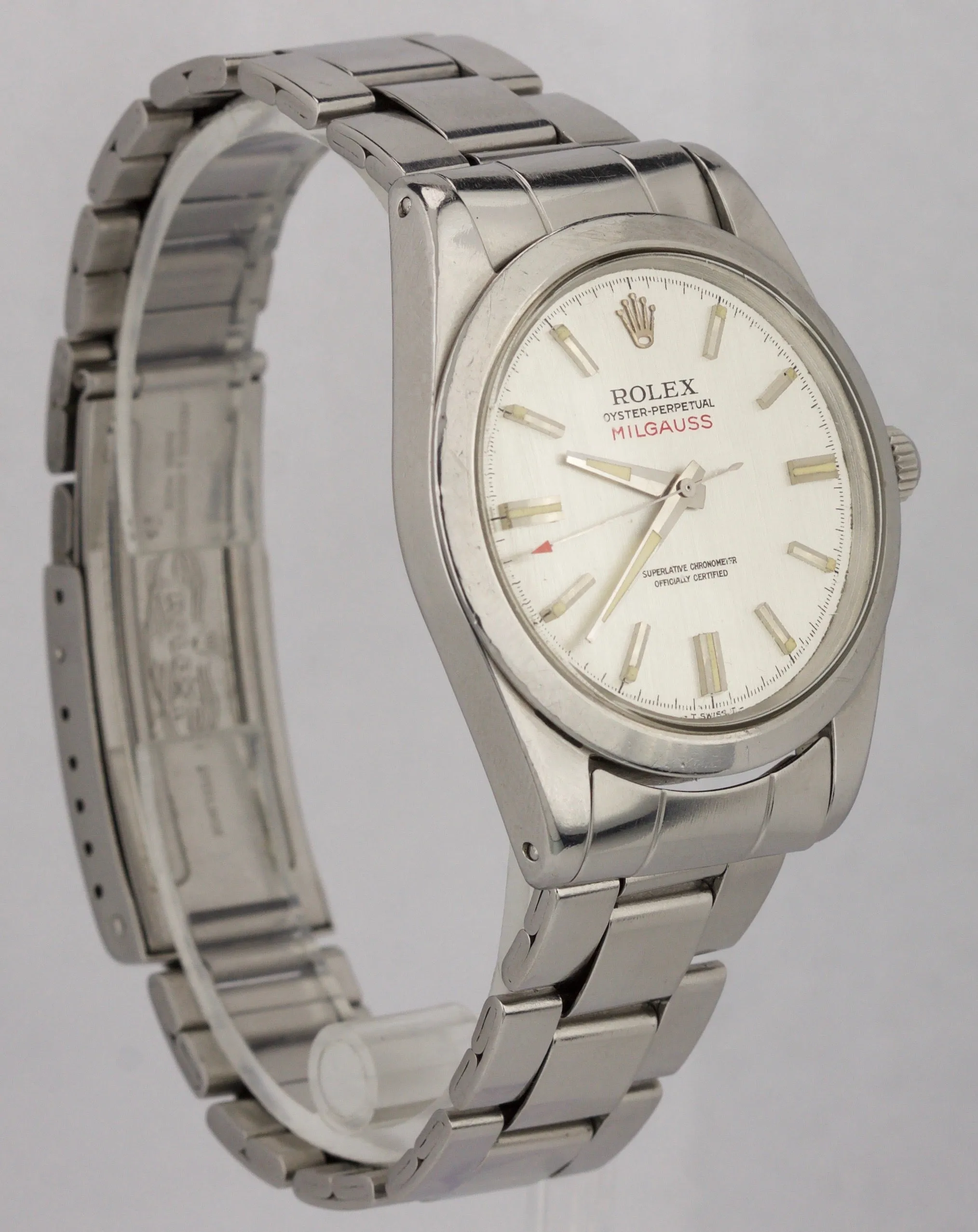 Vintage 1970 Rolex Milgauss Silver MK1 Rail Dial ONE OWNER 1019 38mm Steel Watch