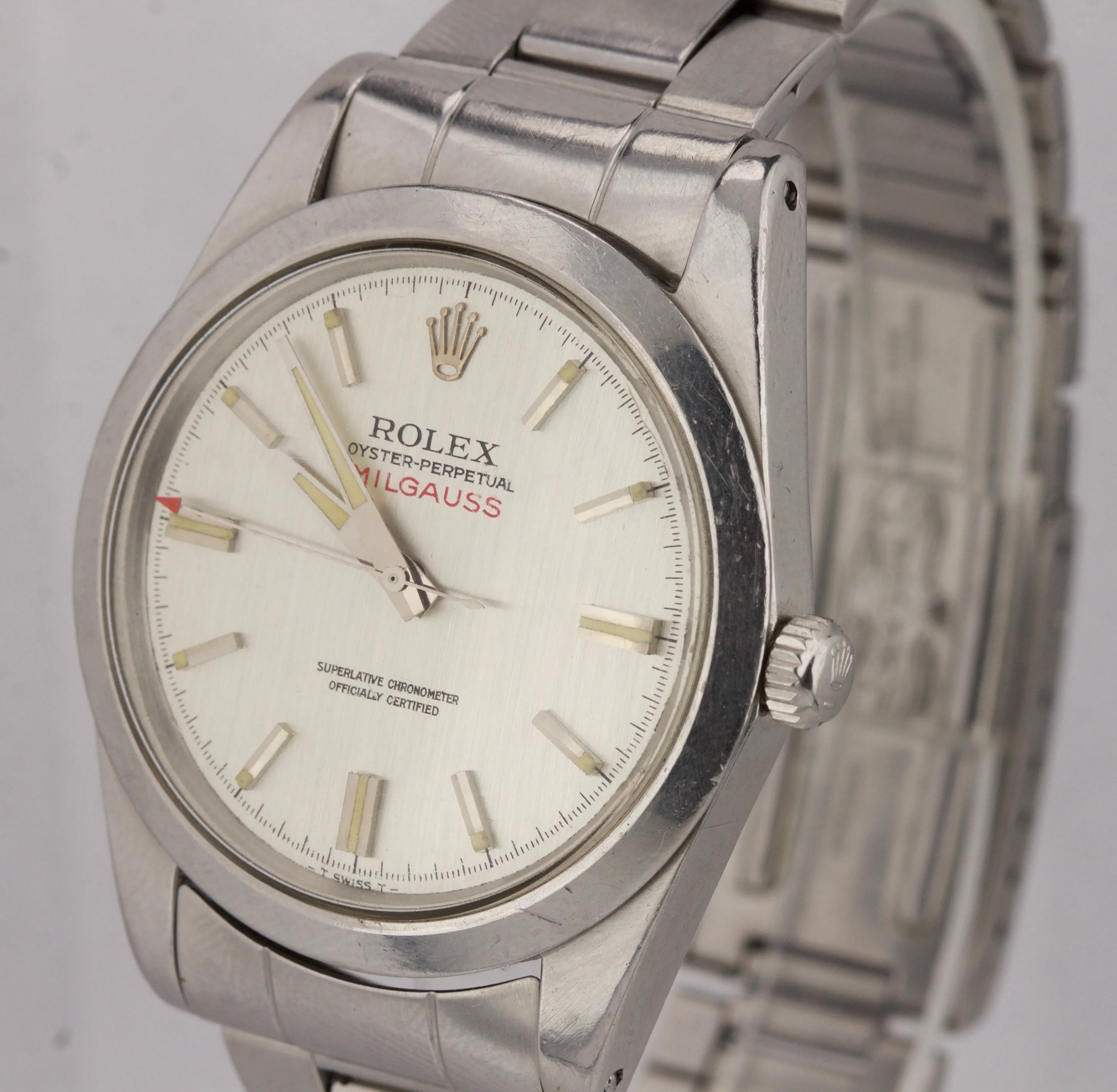 Vintage 1970 Rolex Milgauss Silver MK1 Rail Dial ONE OWNER 1019 38mm Steel Watch
