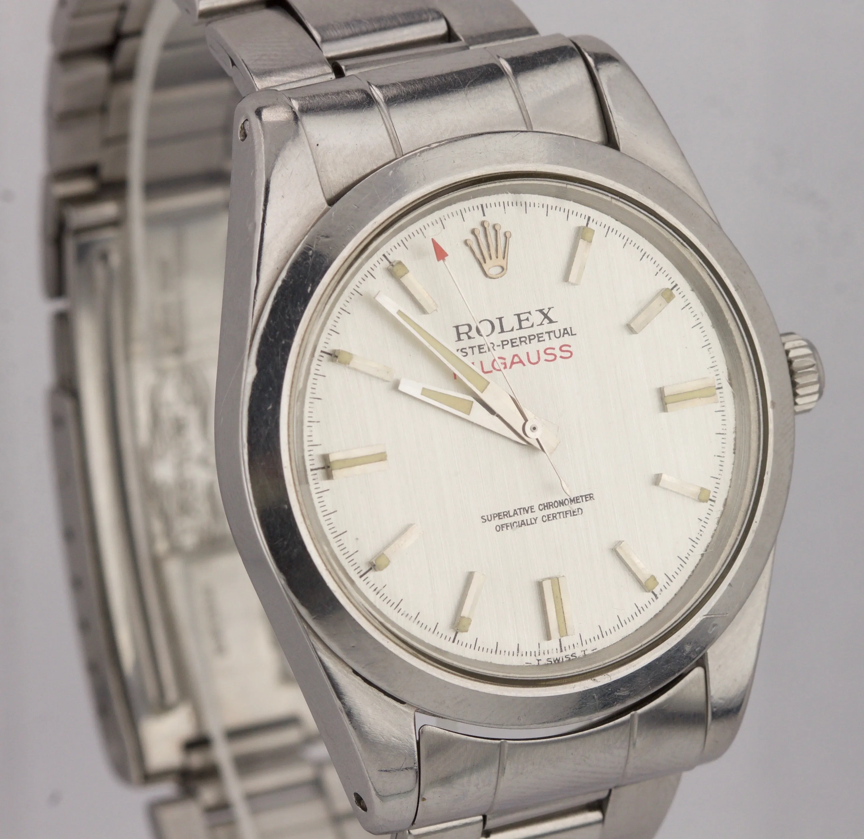 Vintage 1970 Rolex Milgauss Silver MK1 Rail Dial ONE OWNER 1019 38mm Steel Watch