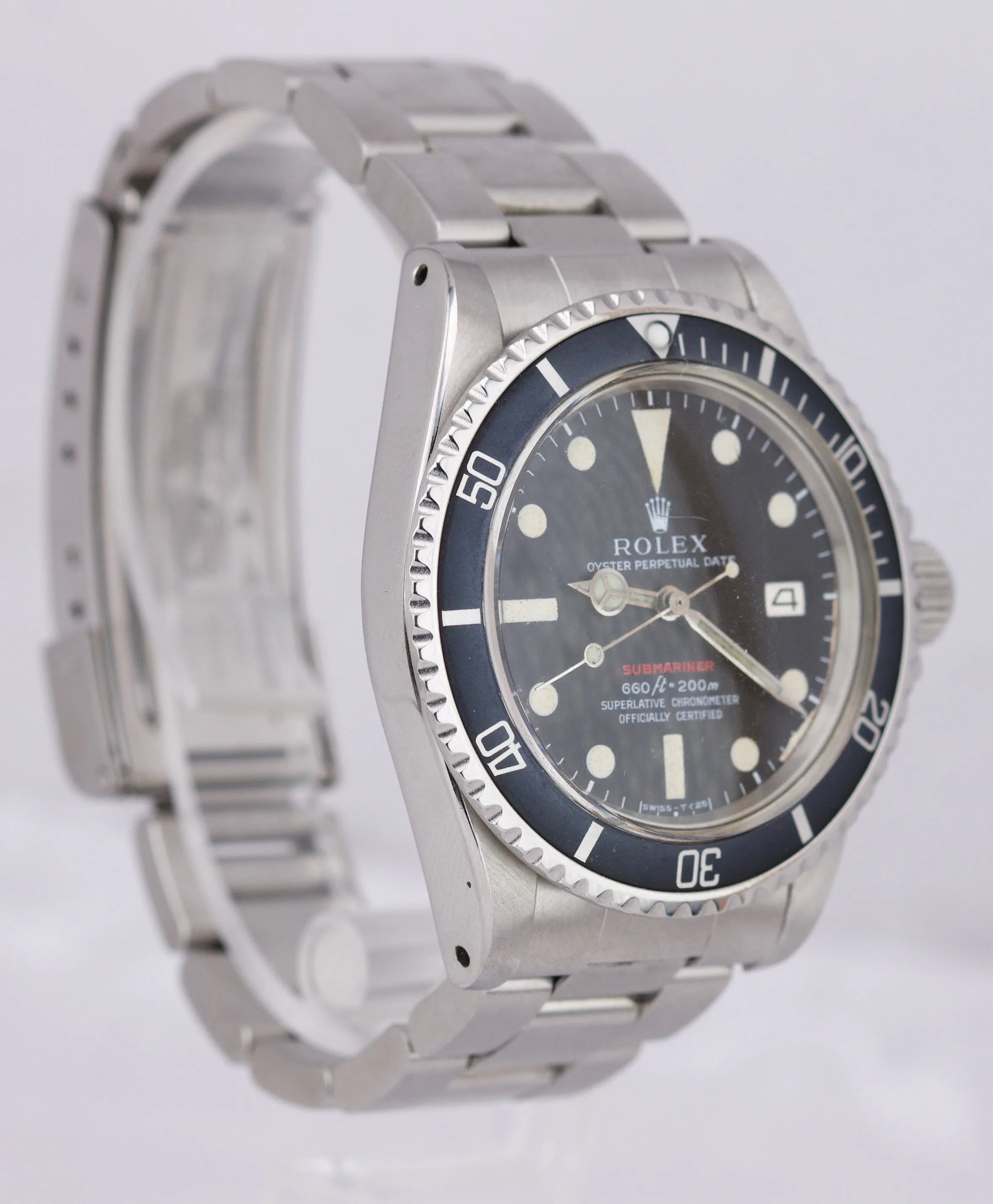 Vintage 1970 Rolex Submariner RED 1680 Mark IV 2.7x Feet First Matte Steel Watch