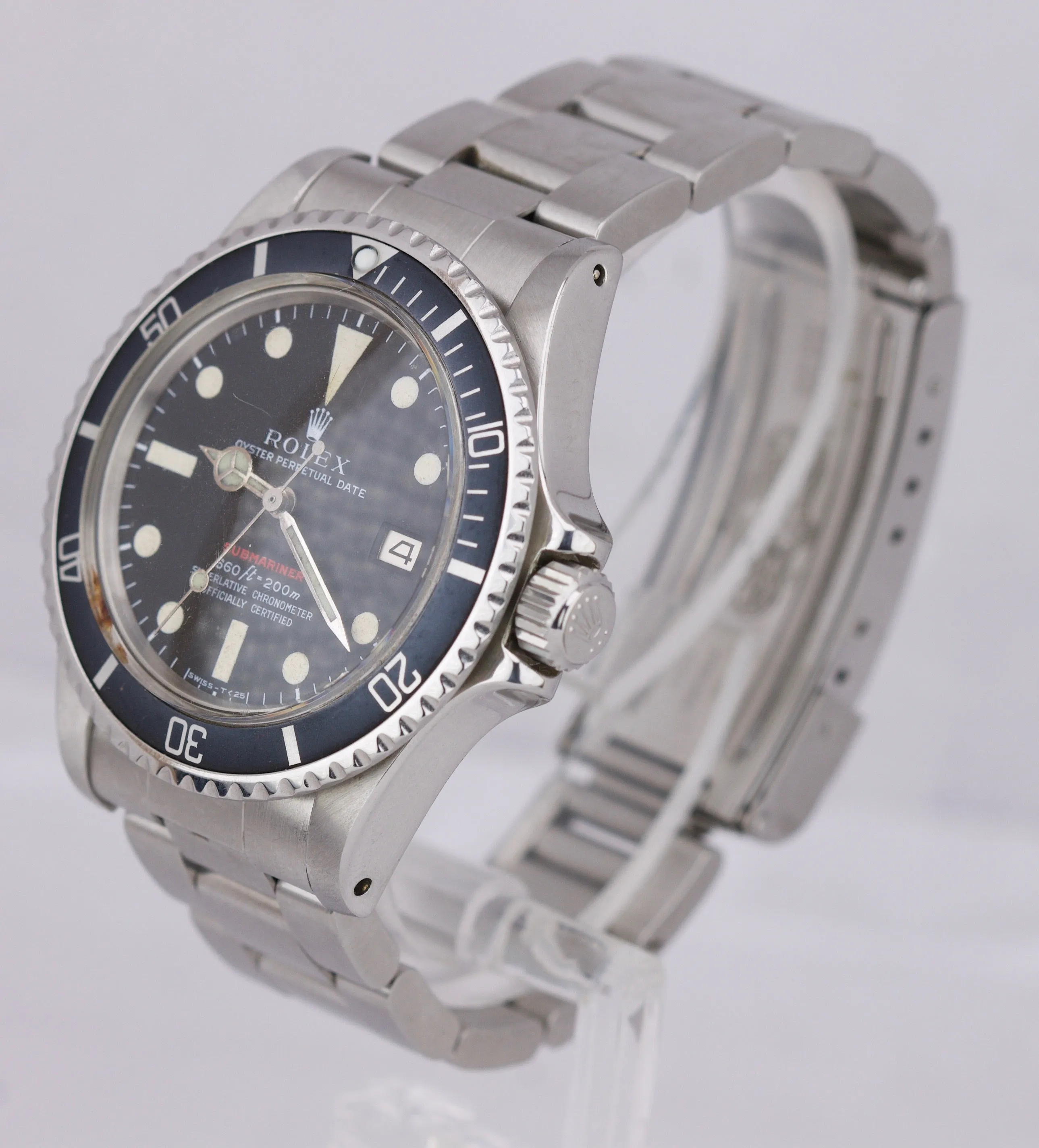 Vintage 1970 Rolex Submariner RED 1680 Mark IV 2.7x Feet First Matte Steel Watch