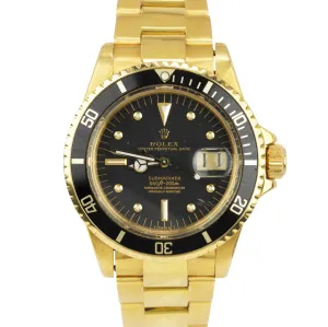 Vintage 1976 Rolex Submariner Date Black Nipple Dial 18K Yellow Gold Watch 1680