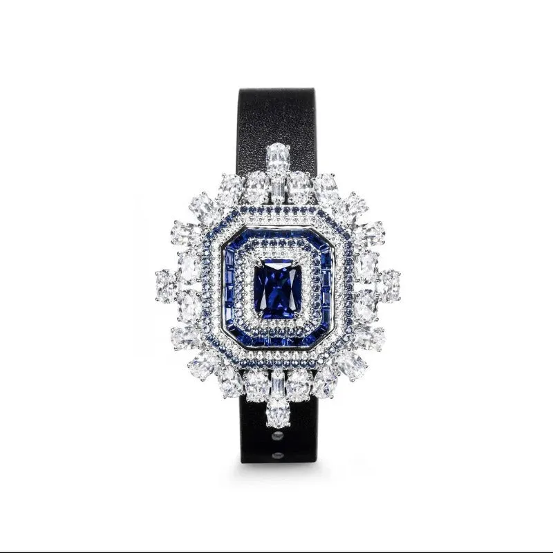 Vintage Belt Sapphire Bracelet Silver for Women Fine Jewelry