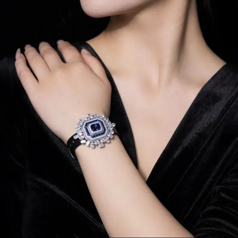 Vintage Belt Sapphire Bracelet Silver for Women Fine Jewelry