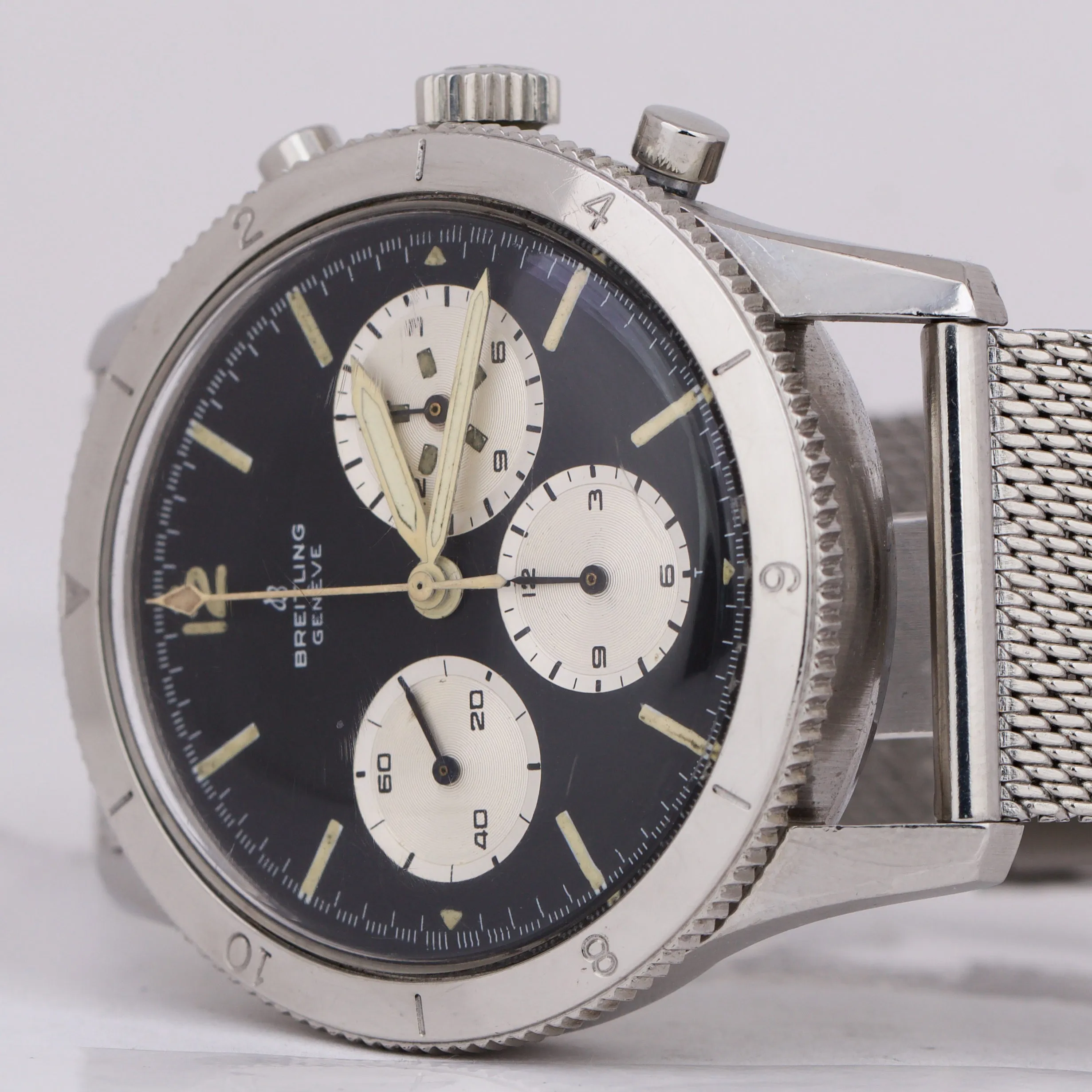 VINTAGE Breitling AVI Co-Pilot RAQUEL WELCH Steel Mesh Chrono 41mm Manual 765