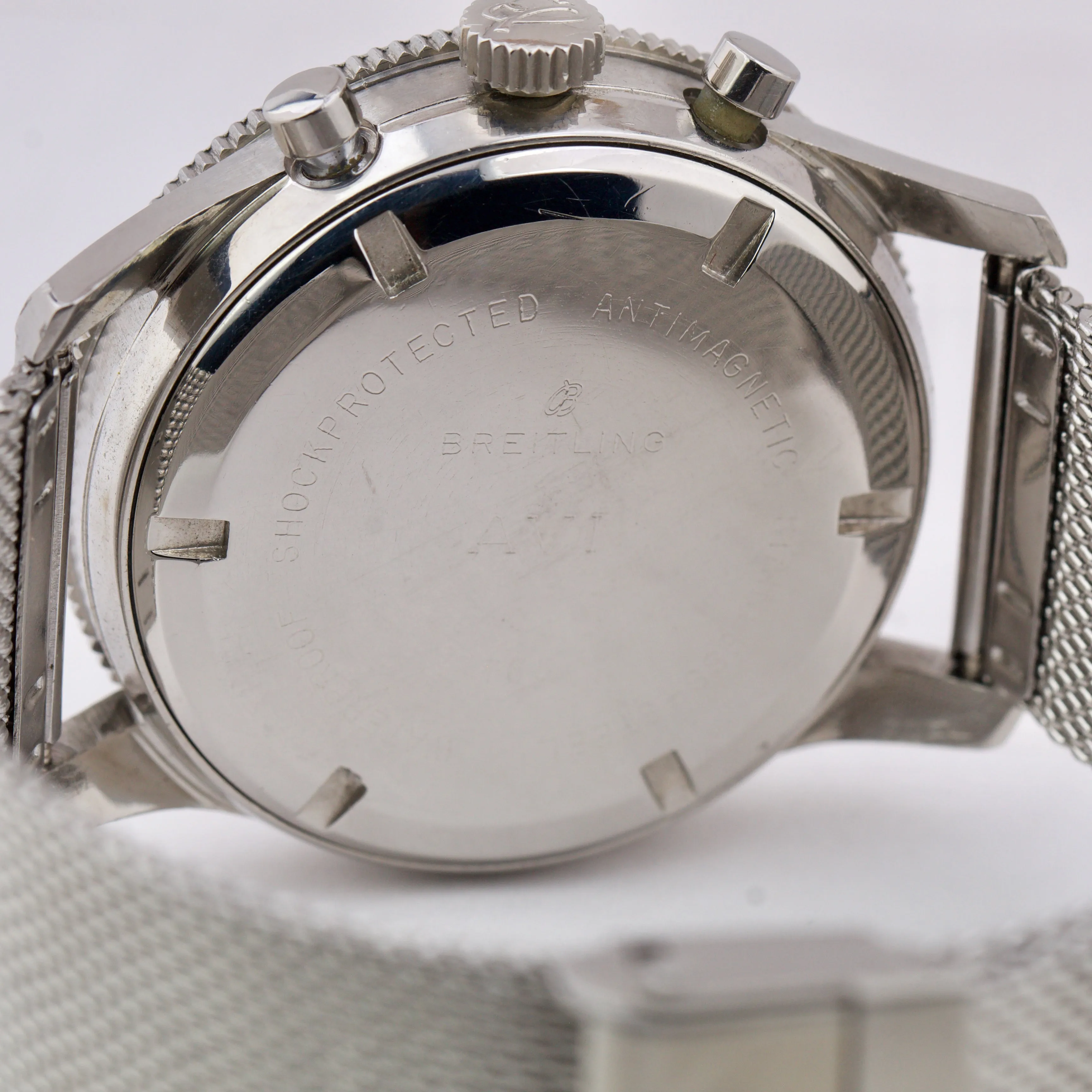 VINTAGE Breitling AVI Co-Pilot RAQUEL WELCH Steel Mesh Chrono 41mm Manual 765
