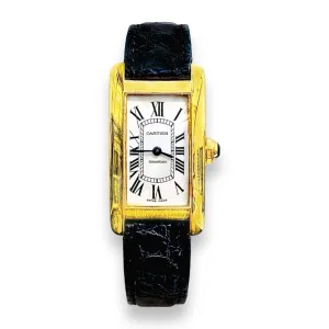 Vintage CARTIER Tank Américaine Medium W2603556 18K Yellow Gold Mens Automatic Watch