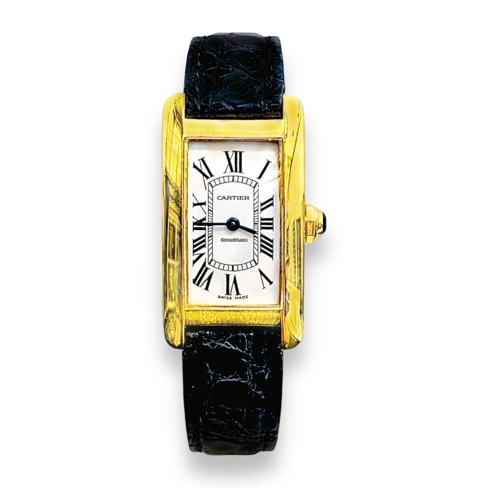Vintage CARTIER Tank Américaine Medium W2603556 18K Yellow Gold Mens Automatic Watch