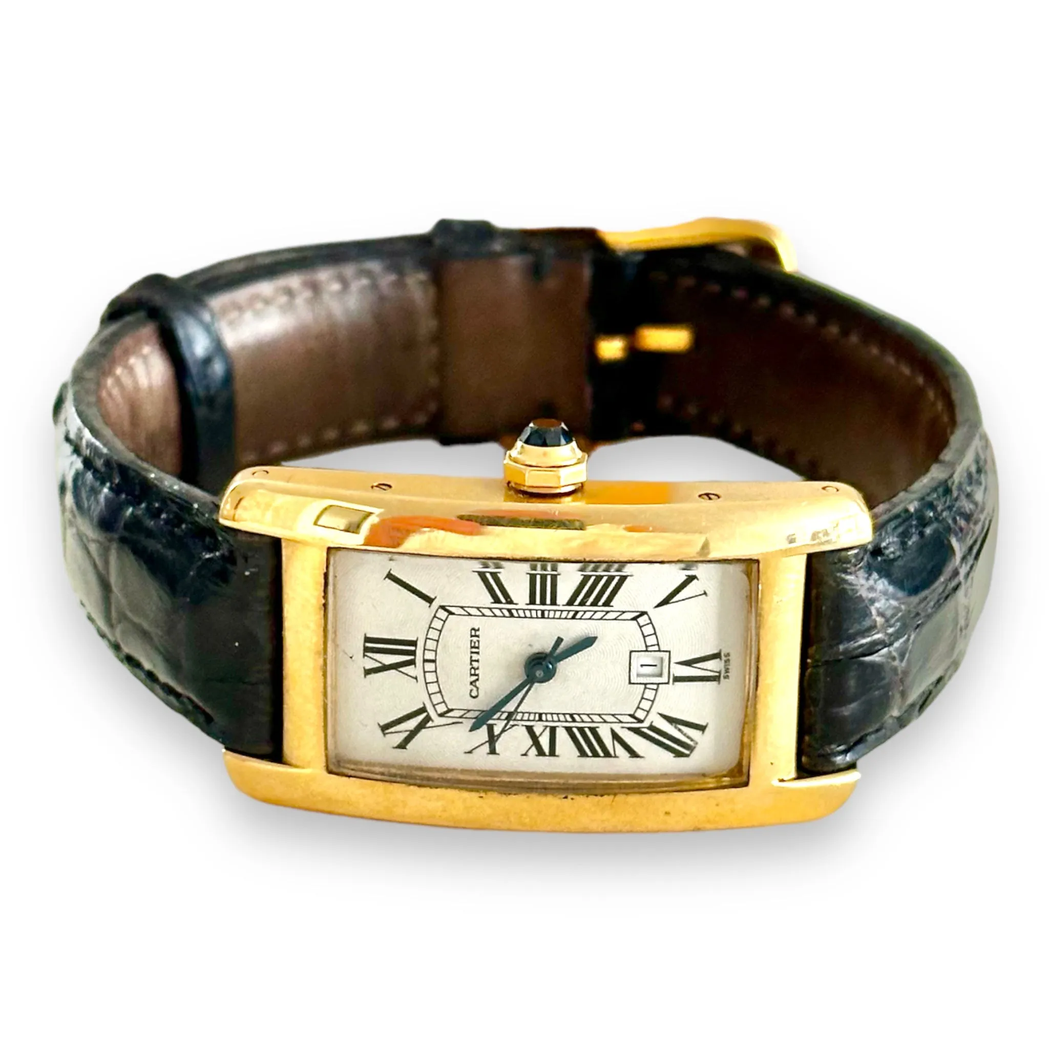 Vintage CARTIER Tank Américaine Medium W2603556 18K Yellow Gold Mens Automatic Watch