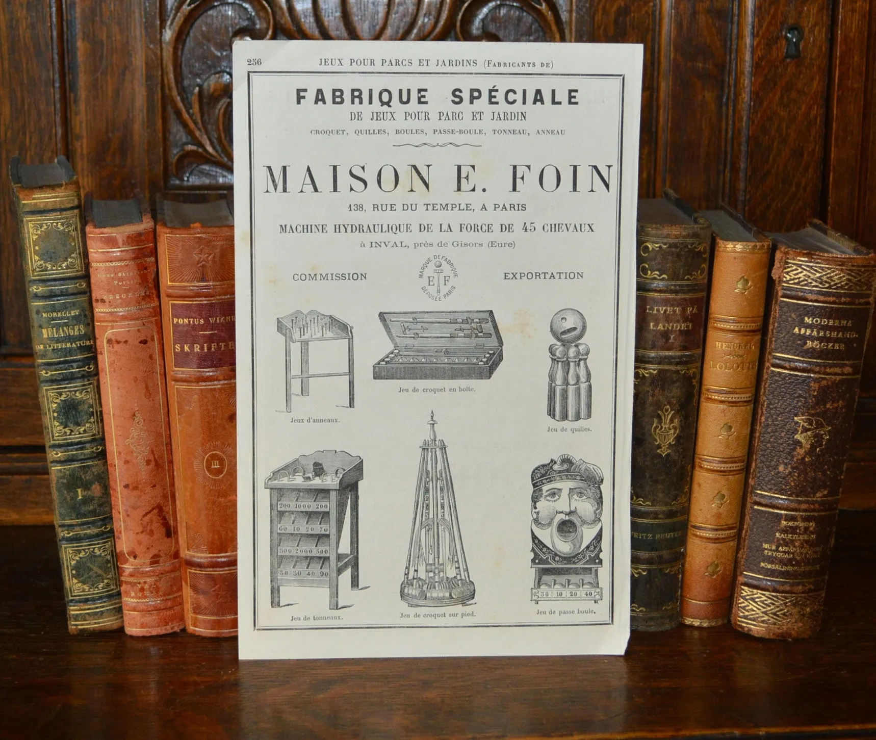 Vintage French Paris Graphic Advertising Print for Children's Toys and Watches Two Sided Ephemera