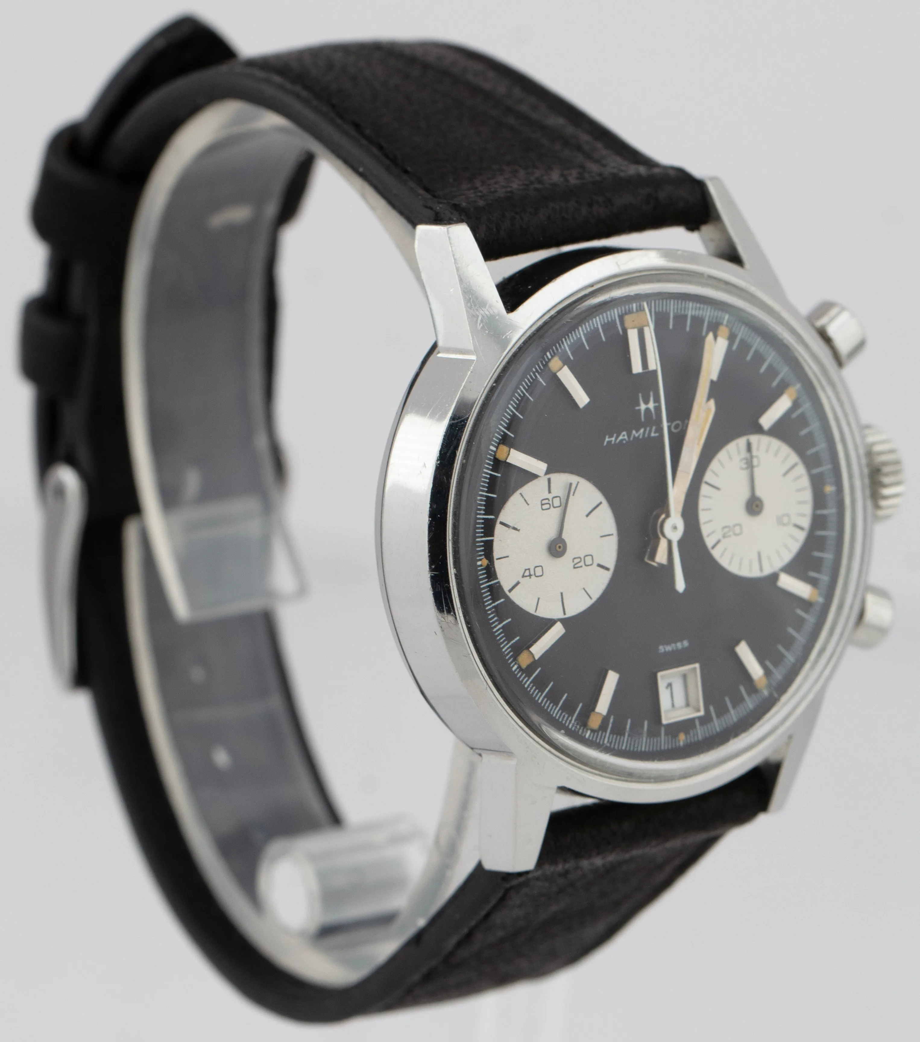 Vintage Hamilton Chronograph Black White Reverse Panda 36mm Automatic Watch 7823