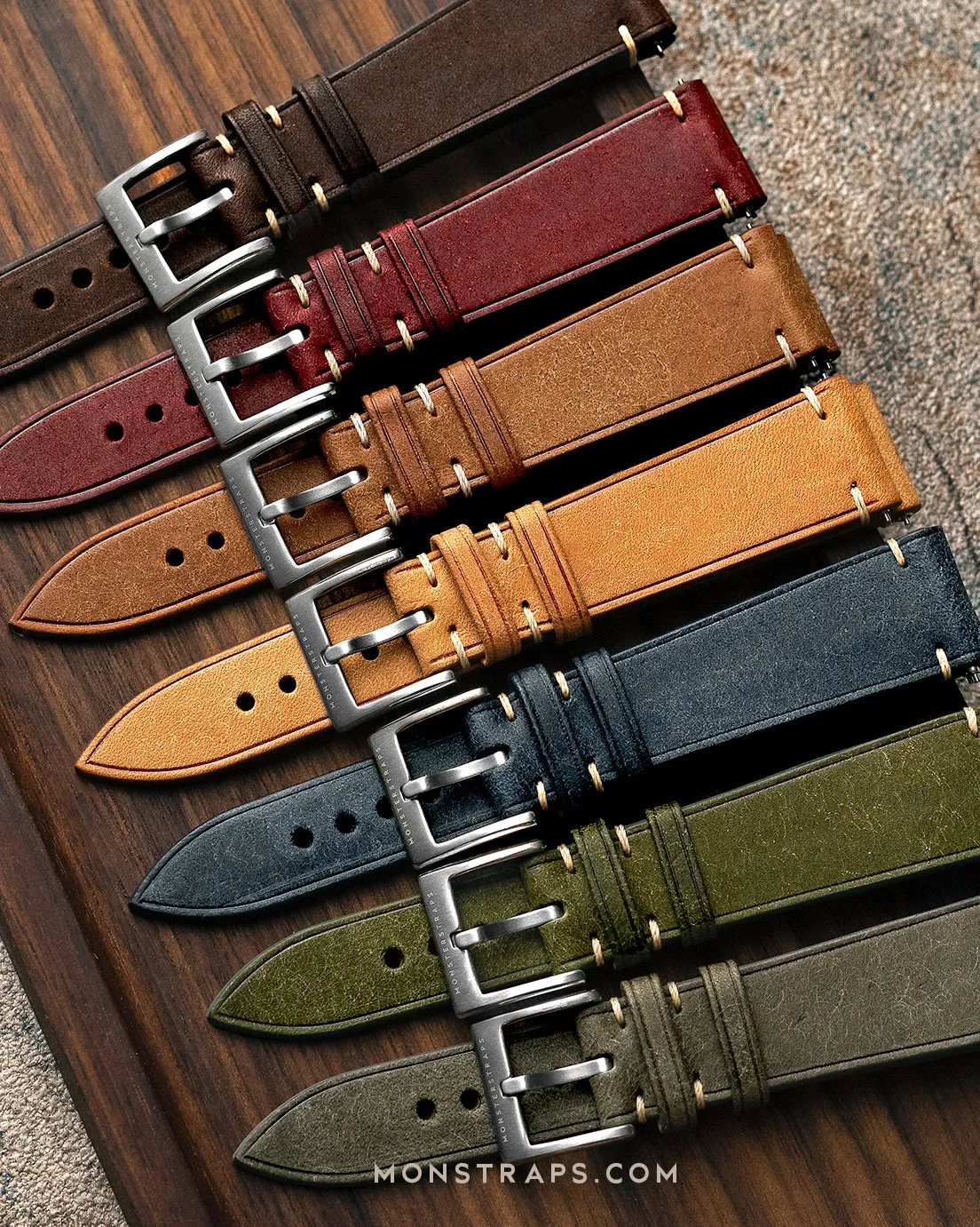 Vintage Italian Distressed Leather Strap (Burgundy)