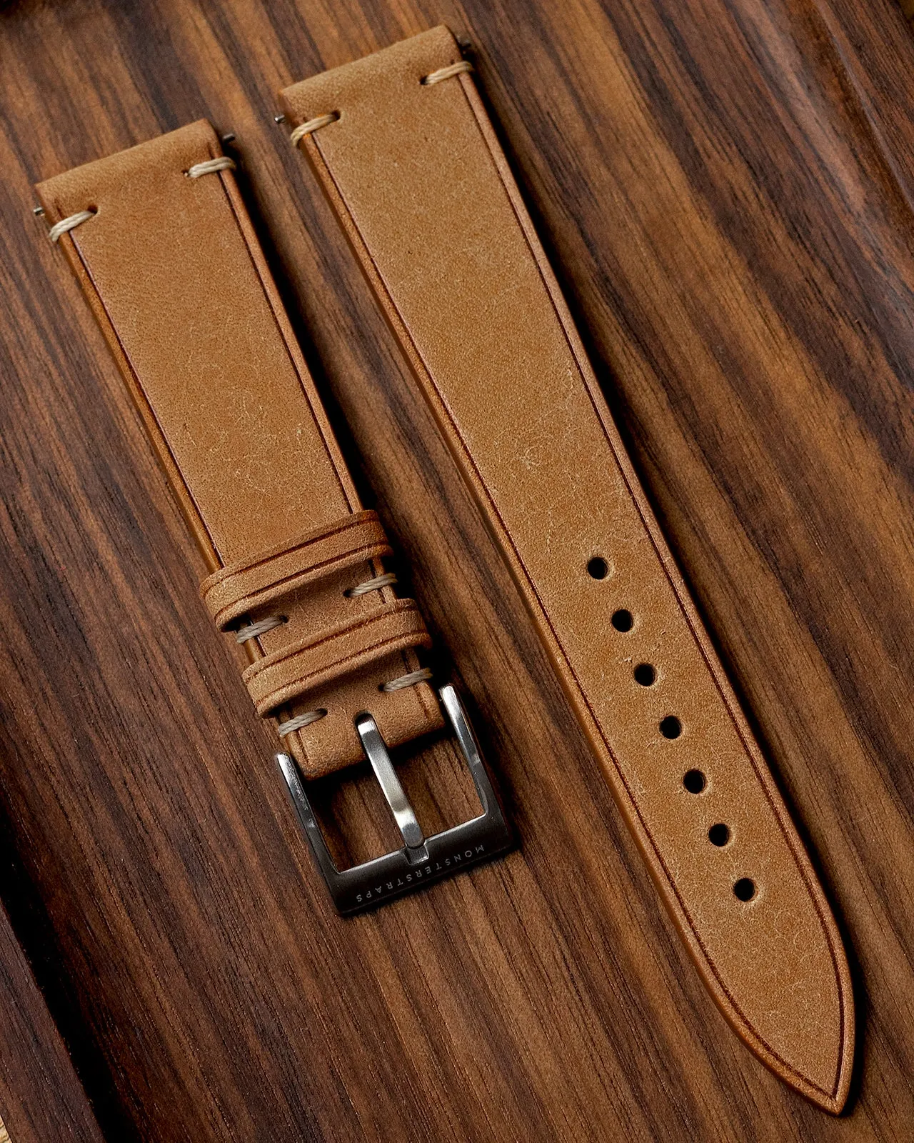 Vintage Italian Distressed Leather Strap (Natural)