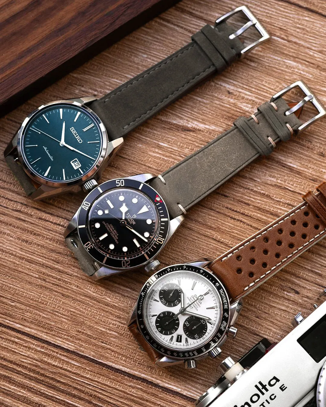 Vintage Italian Distressed Leather Strap (Warm Grey)