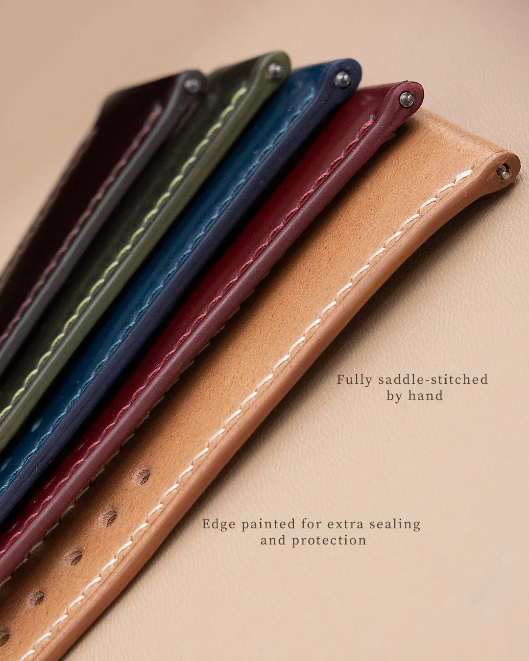 Vintage Italian Waxed Leather Strap (Rust Brown)