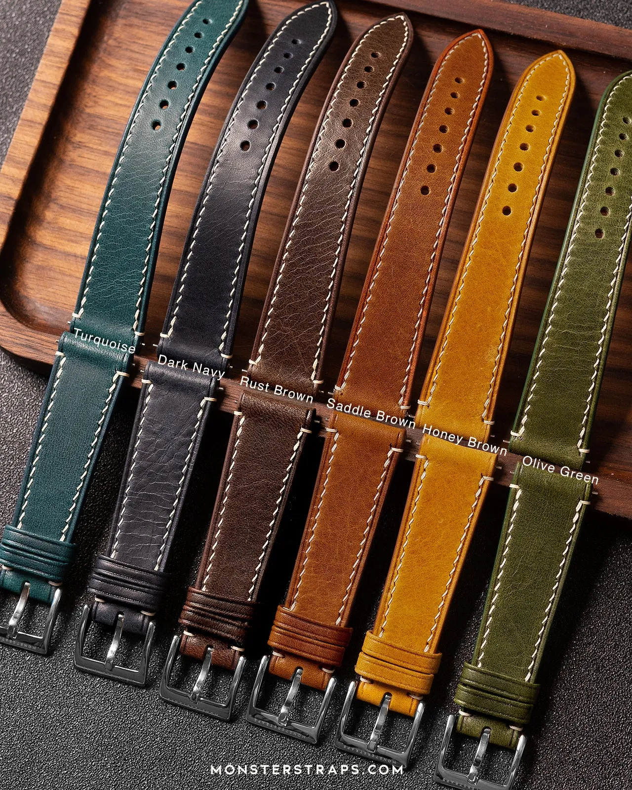 Vintage Italian Waxed Leather Strap (Rust Brown)