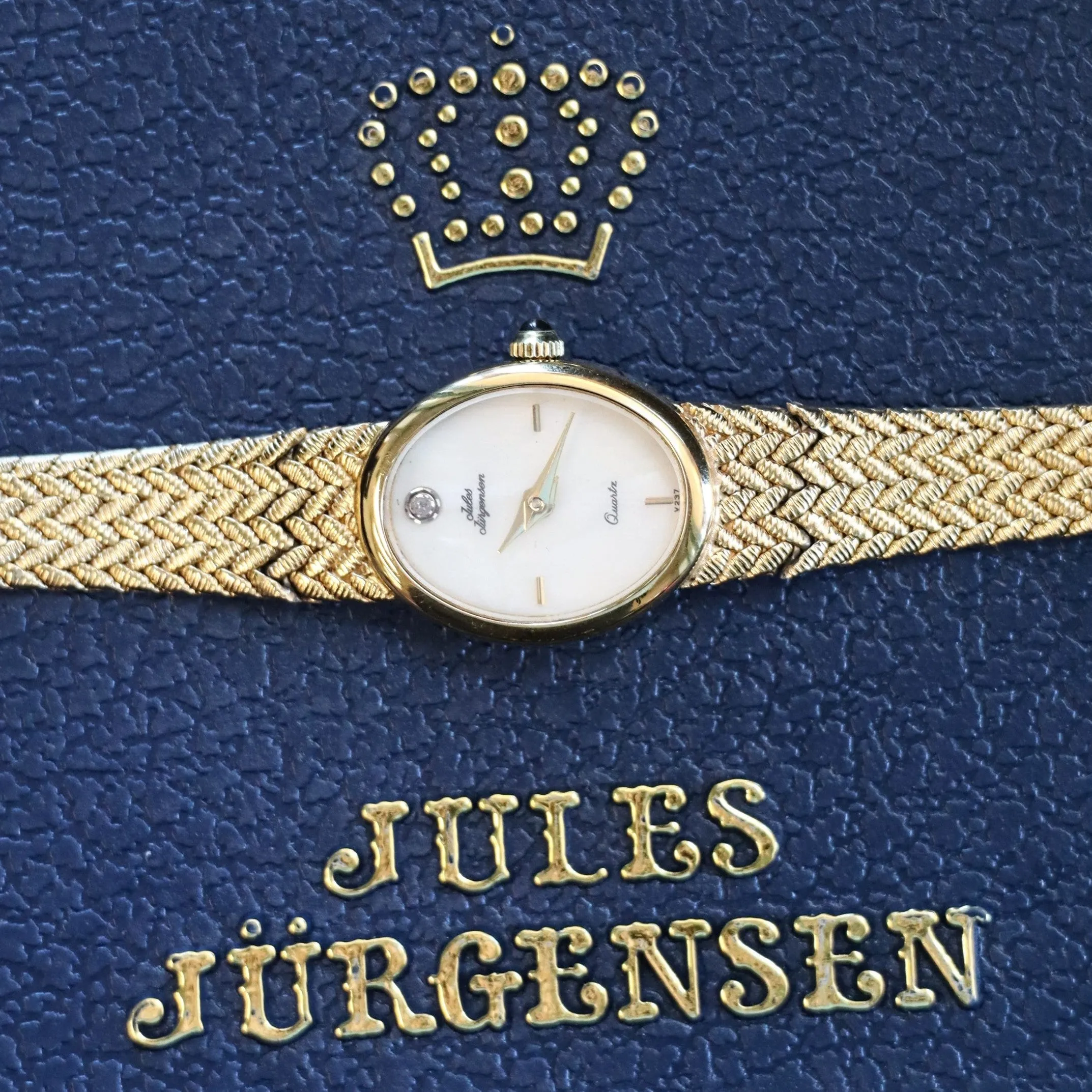 Vintage Jules Jurgensen Ladies Quartz Watch - V237 Integrated Gold Plated Mesh Bracelet. IN BOX!