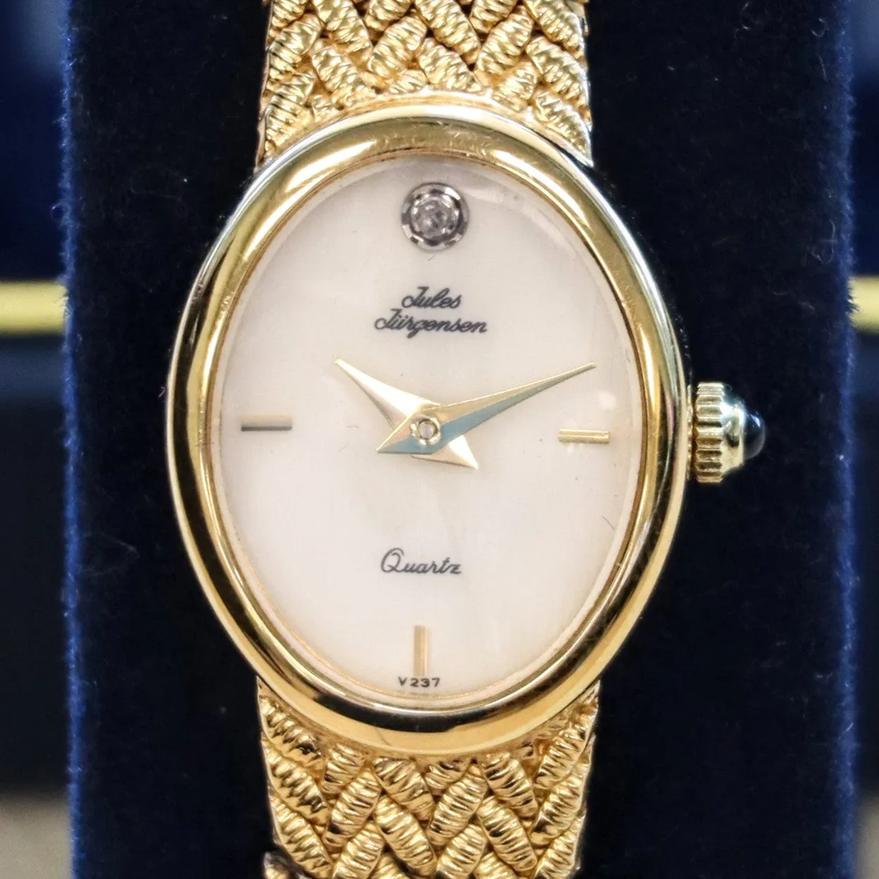 Vintage Jules Jurgensen Ladies Quartz Watch - V237 Integrated Gold Plated Mesh Bracelet. IN BOX!